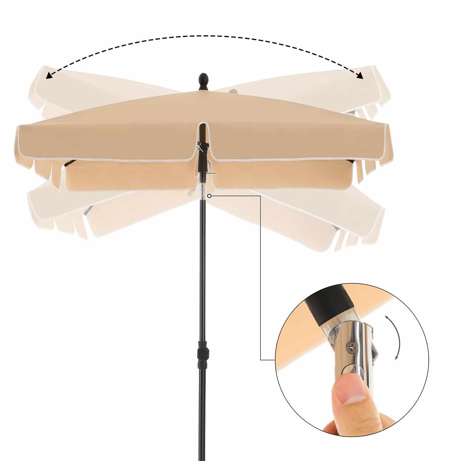 Sonnenschirm 200 x 125 cm Taupe-GPU25BR Sonnenschirm 200 x 125 cm Taupe-GPU25BR