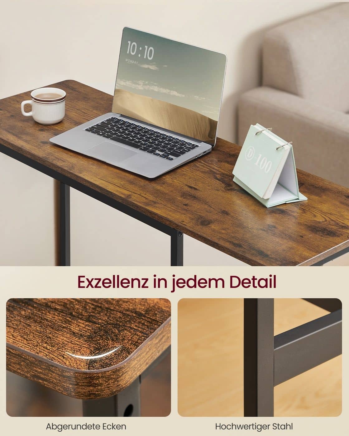 Bartisch Set mit Barhockern und praktischem Aufbewahrungsregal vintagebraun-schwarz