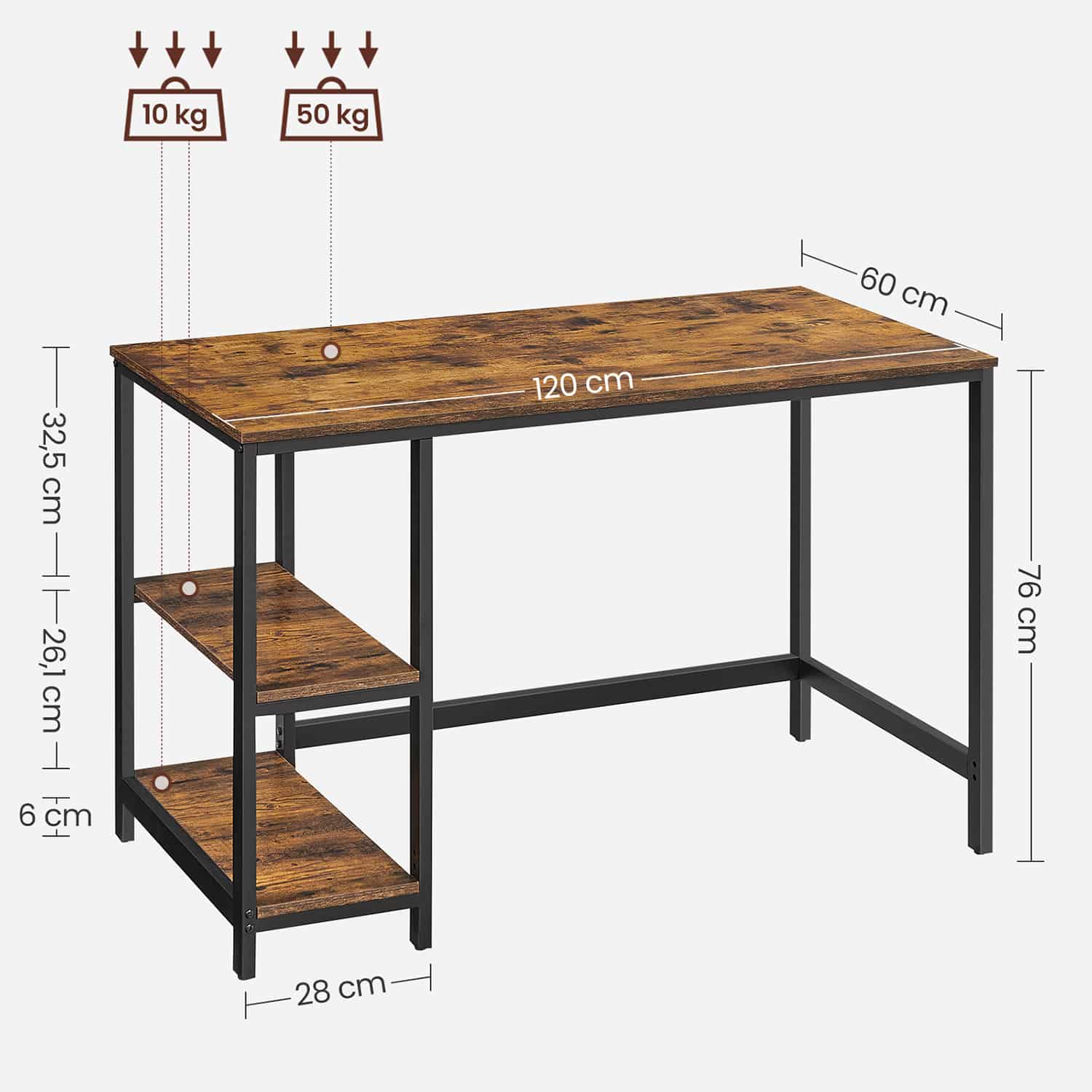 Industrie-Look Schreibtisch-B34LWD47X Industrie-Look Schreibtisch-B34LWD47X