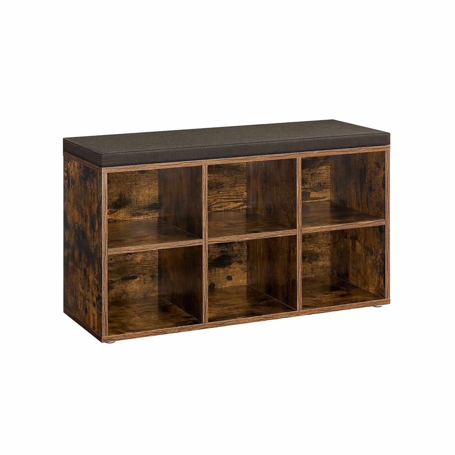 Schuhregal mit Sitzfläche 30 x 87 x 48 cm vintagebraun-grau