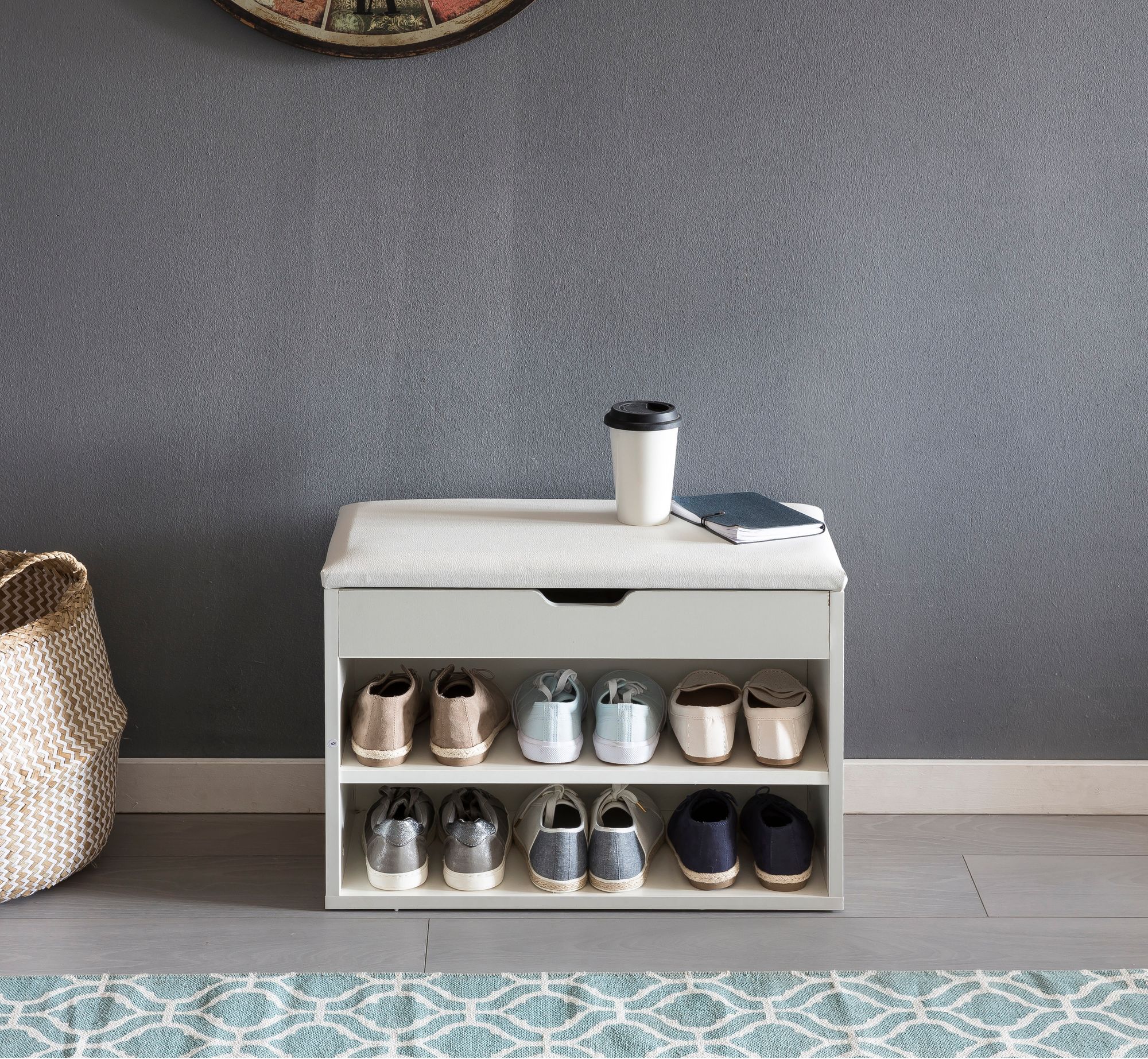 45755-WOHNLING-Schuhbank-SOFIA-mit-Sitzflaeche-kl_4 Schuhbank mit Sitzfläche Weiß Garderoben-Bank Holz 60 x 40 x 30 cm