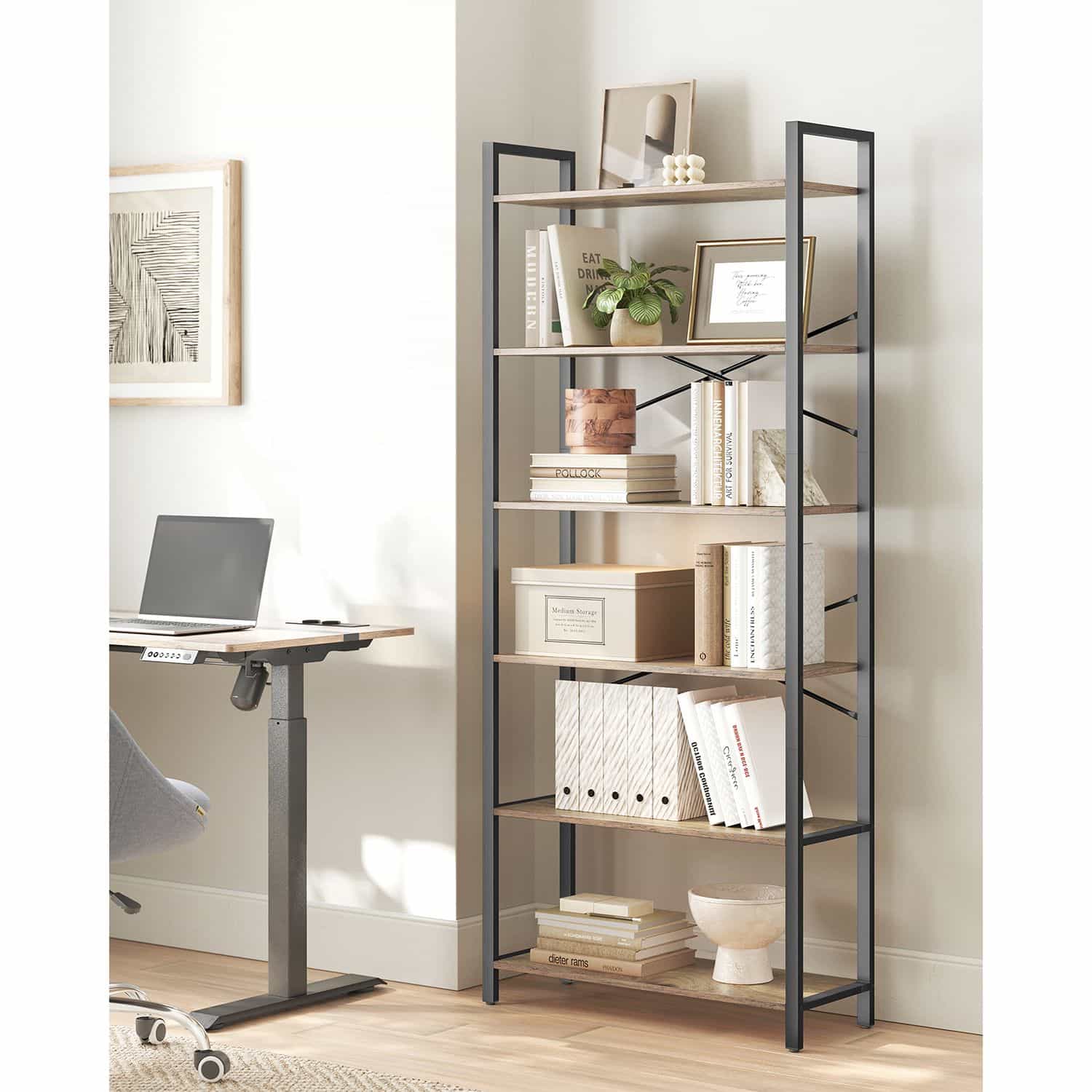 Bücherregal 6 Ebenen 30 x 80 x 186 cm dunkelwalnussfarben-schwarz-LLS082B48 Bücherregal 6 Ebenen 30 x 80 x 186 cm dunkelwalnussfarben-schwarz-LLS082B48