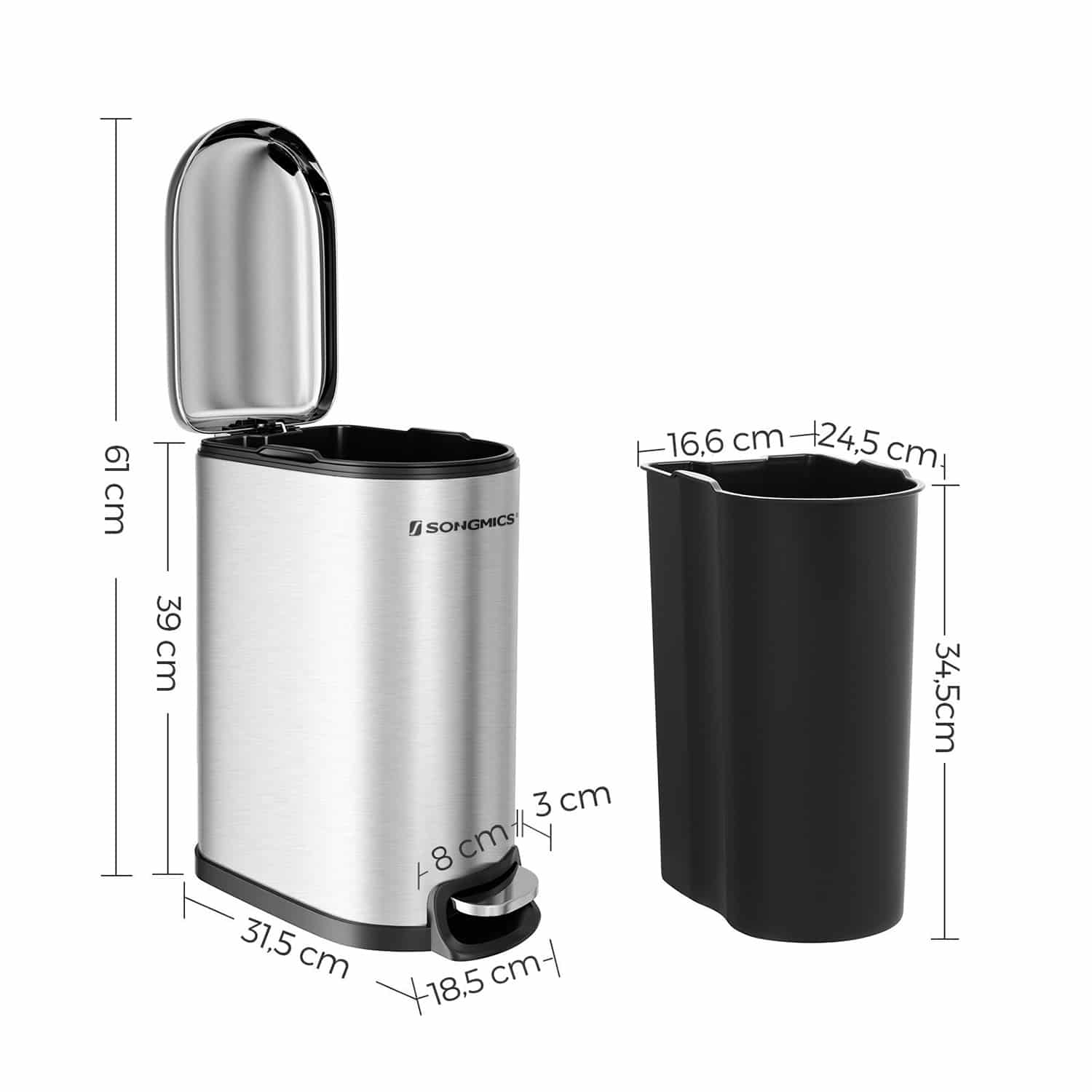 Schmaler Mülleimer mit Fußpedal-LTB10NL Schmaler Mülleimer mit Fußpedal-LTB10NL