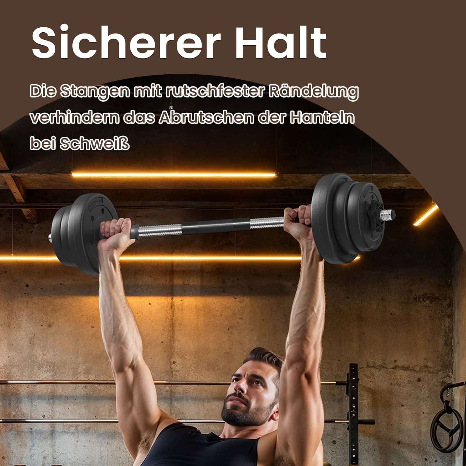 2-in-1-Hanteln, Hantelset mit Verbindungsstahlrohr, 2 x 10 kg, tintenschwarz 2-in-1-Hanteln, Hantelset mit Verbindungsstahlrohr, 2 x 10 kg, tintenschwarz