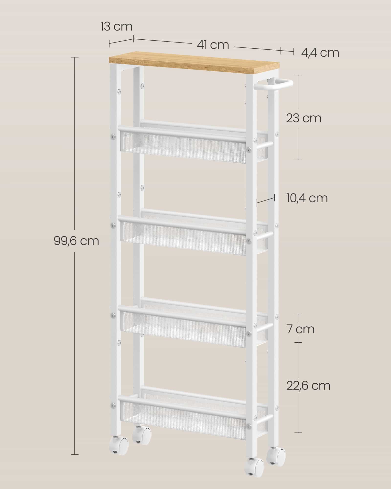 Rollwagen mit 5 Ebenen auf Rollen 13 x 45,4 x 99,6 cm Rollwagen mit 5 Ebenen auf Rollen 13 x 45,4 x 99,6 cm