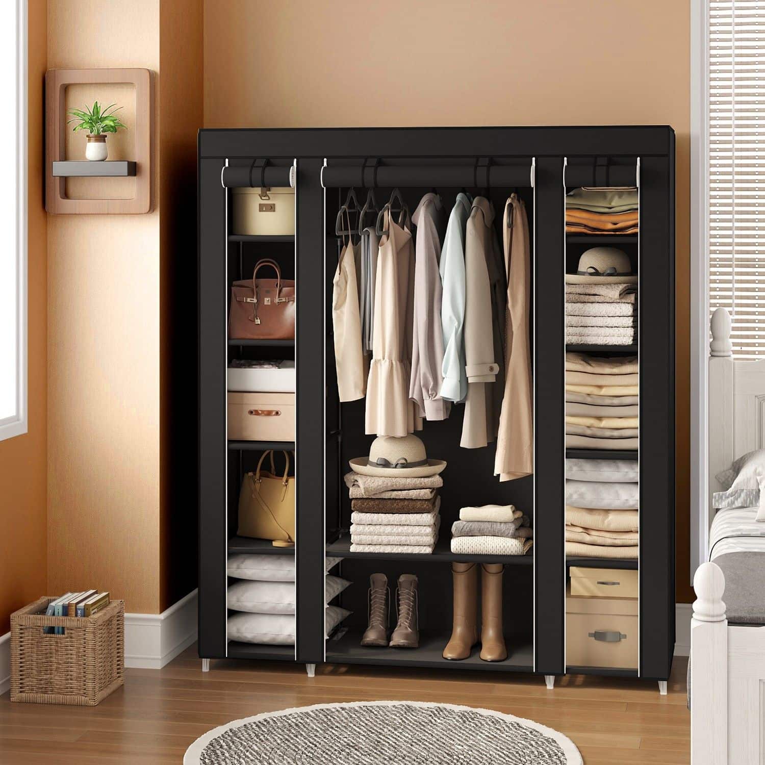 Kleiderschrank, Stoffschrank, mit Überzug aus Vliesstoff Kleiderschrank, Stoffschrank, mit Überzug aus Vliesstoff