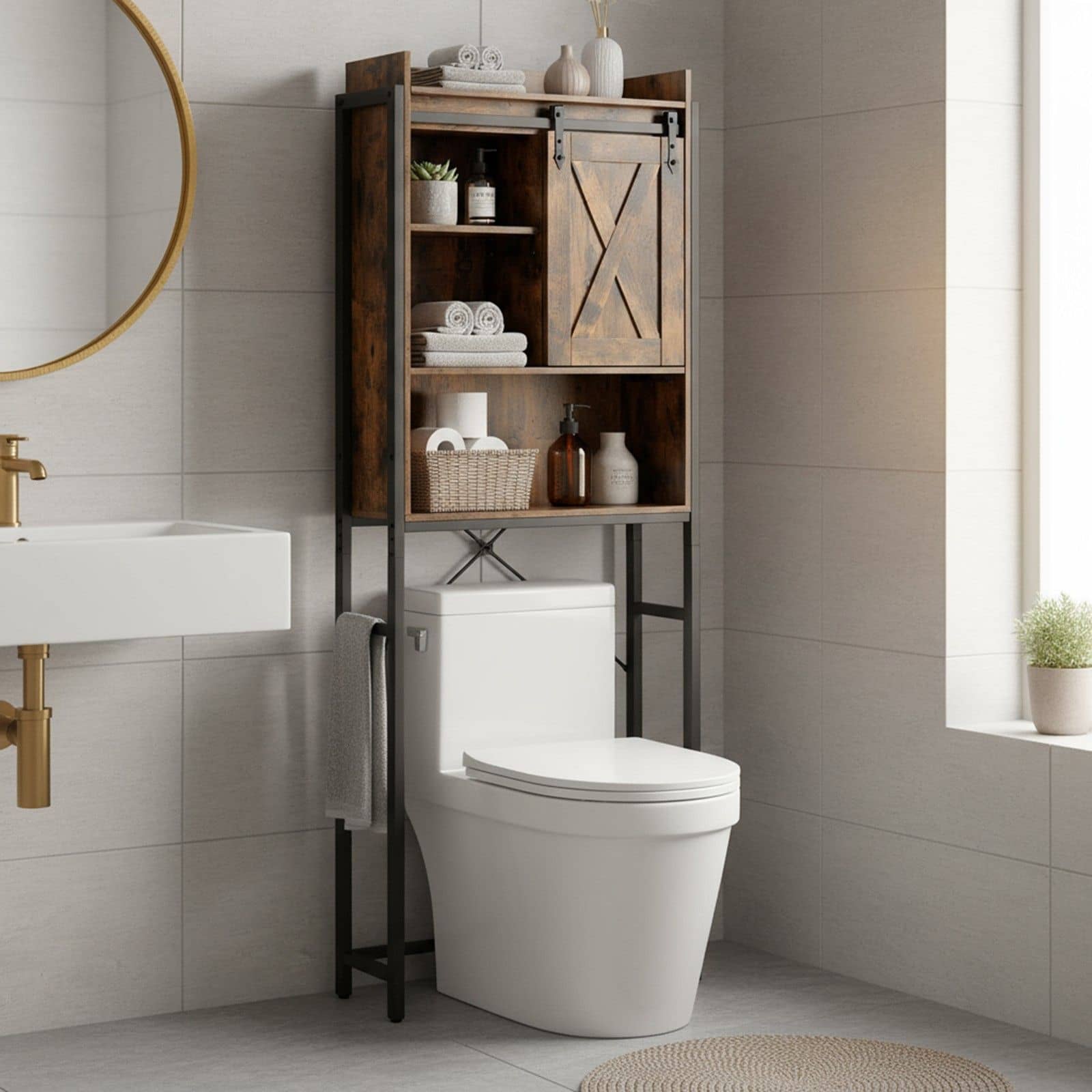 Waschmaschinenregal mit Schrank, Badregal aus Stahl, für Badezimmer Waschmaschinenregal mit Schrank, Badregal aus Stahl, für Badezimmer