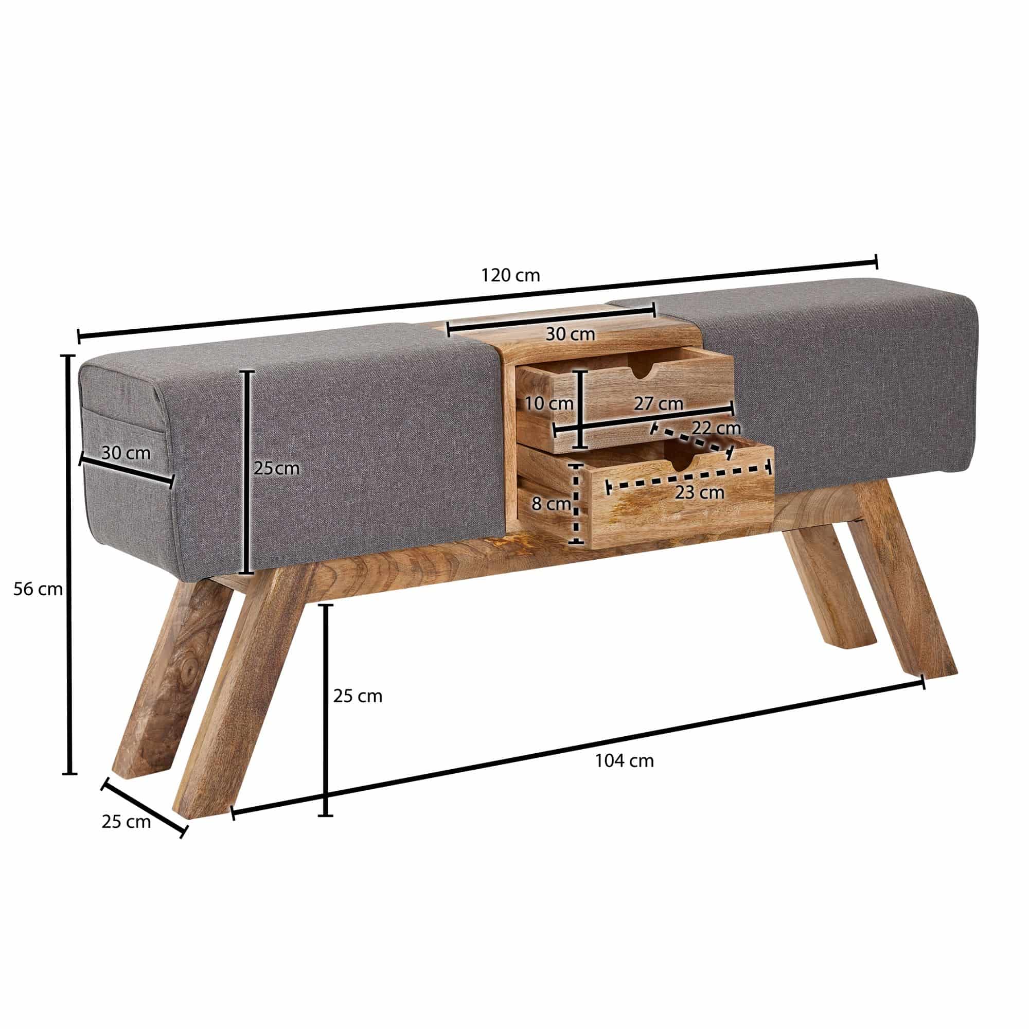 64421-Wohnling-Sitzbank-mit-2-Schublaeden-Stoffbezug-grau-120x28x53-cm-WL6-480-WL6-480_2 Design Turnbock Sitzbank Grau mit Schubladen 120x56x30 cm
