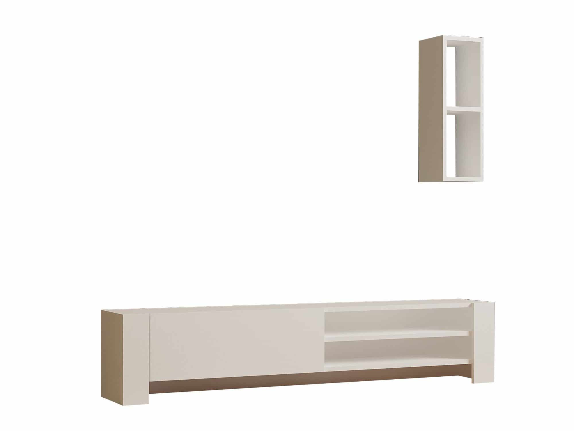 Naz - weiß - TV Lowboard mit Regal