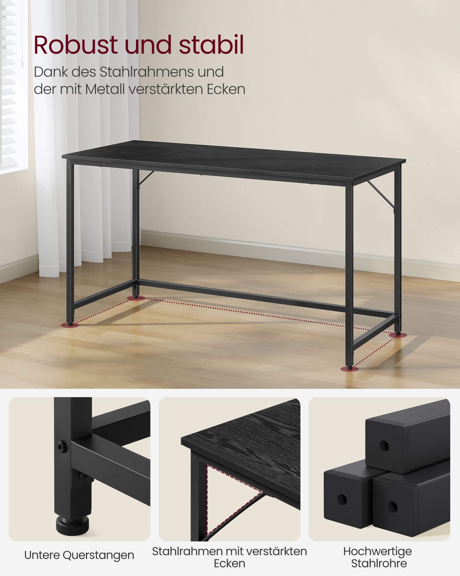 Schreibtisch mit Metallgestell 60 x 140 x 76 cm Schreibtisch mit Metallgestell 60 x 140 x 76 cm