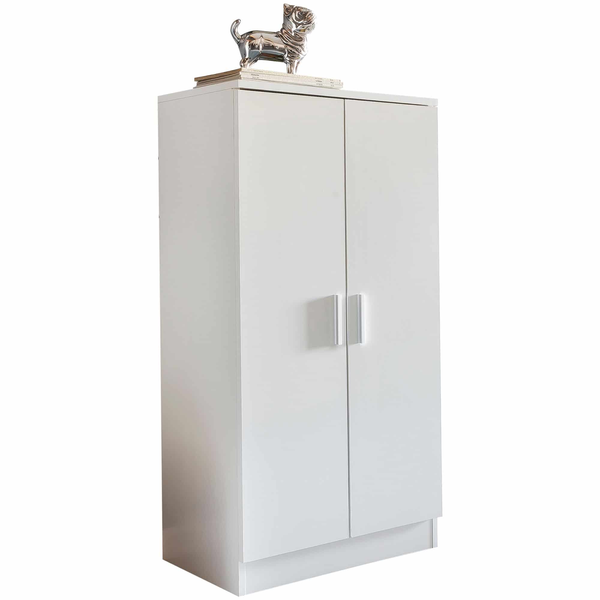 45763-WOHNLING-Schuhschrank-MARTIN-mit-2-Tueren-Weiss-55x108x35-cm-Schuhregal-Holz-geschlossen-Design-Dielenschrank-Garderobenschrank-schmal-Flurschrank-hoch-Schuhaufbewahrung-Gard Schuhschrank mit 2 Türen Weiß 55x108x35 cm Schuhregal Holz geschlossen