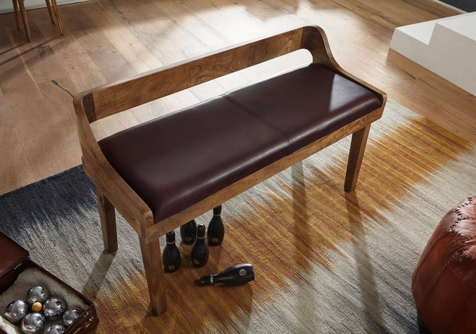 52636-WOHNLING-Sitzbank-108X43X62-cm-WL6-085-WL6-085_4dCODgoak3mHb4 Sitzbank Echtleder / Massivholz Bank 108x63x43 cm