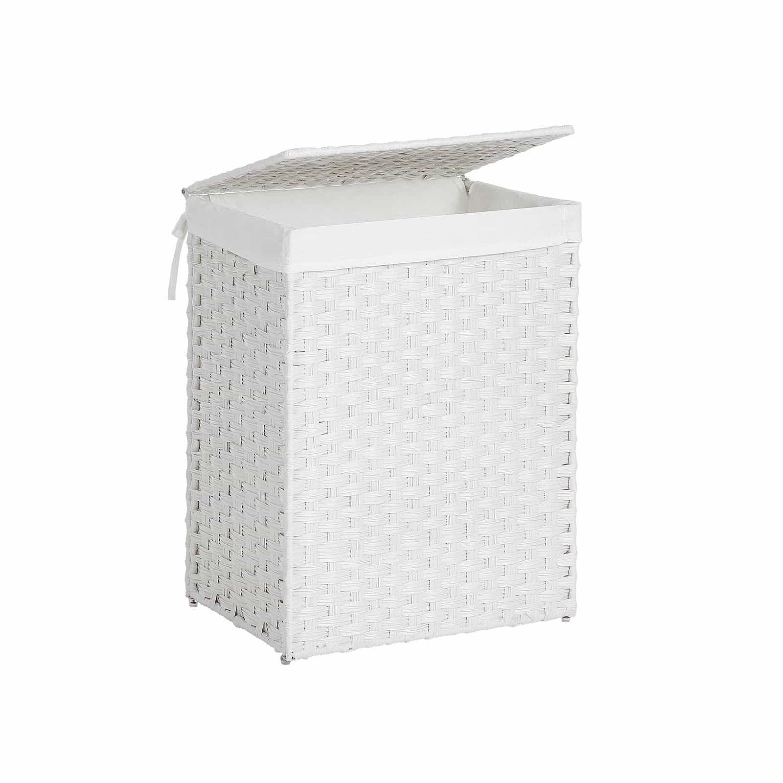 Wäschekorb aus Polyrattan Weiß Wäschekorb aus Polyrattan Weiß