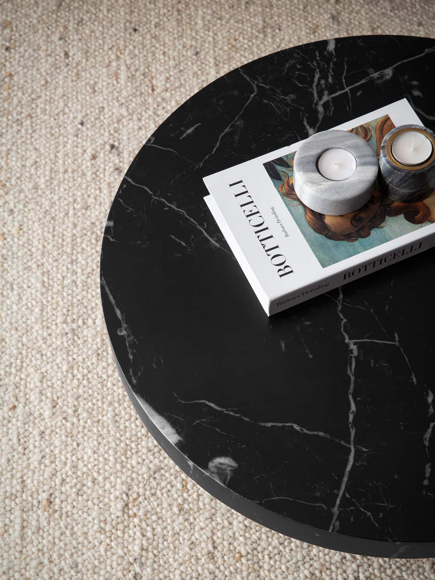 Couchtisch 60x60x30 cm Schwarz Sofatisch in Marmor-Optik Modern