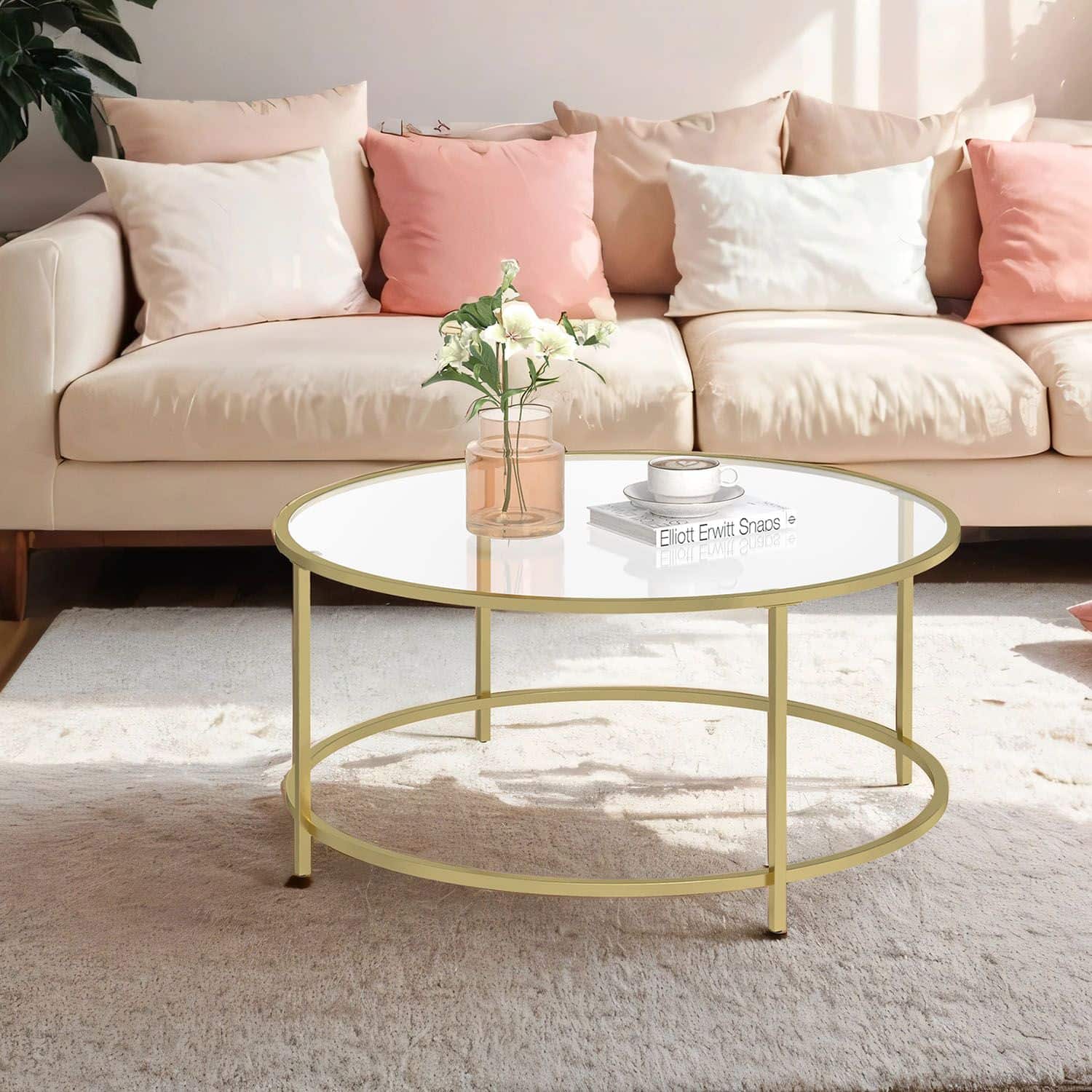 Runder Couchtisch mit Glasoberfläche Runder Couchtisch mit Glasoberfläche