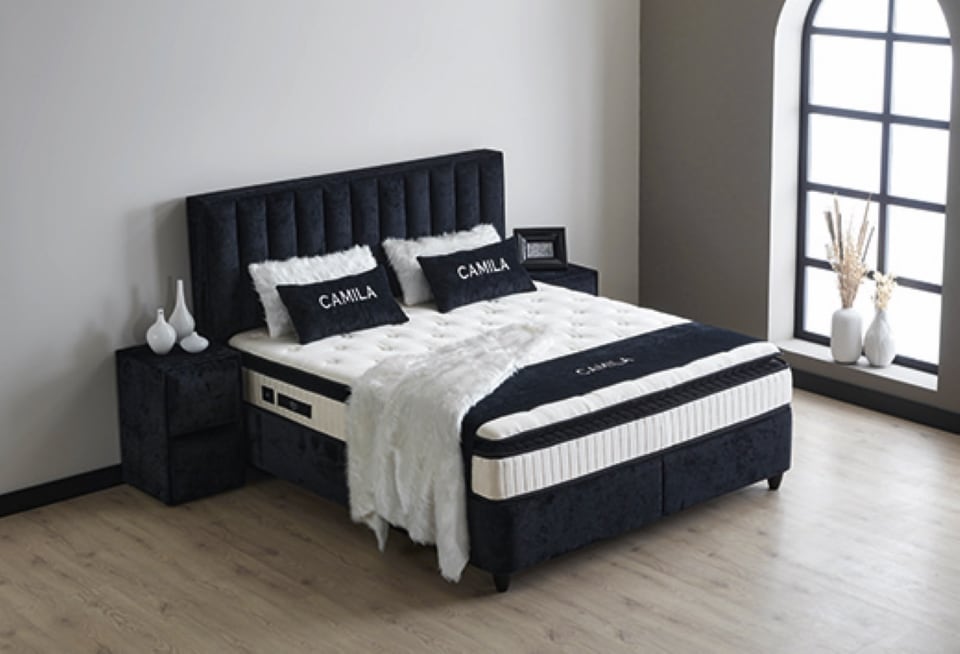 1bYAz8PEevtwVx ABC Bedding: Schwarzes Boxspringbett Camila für höchsten Komfort
