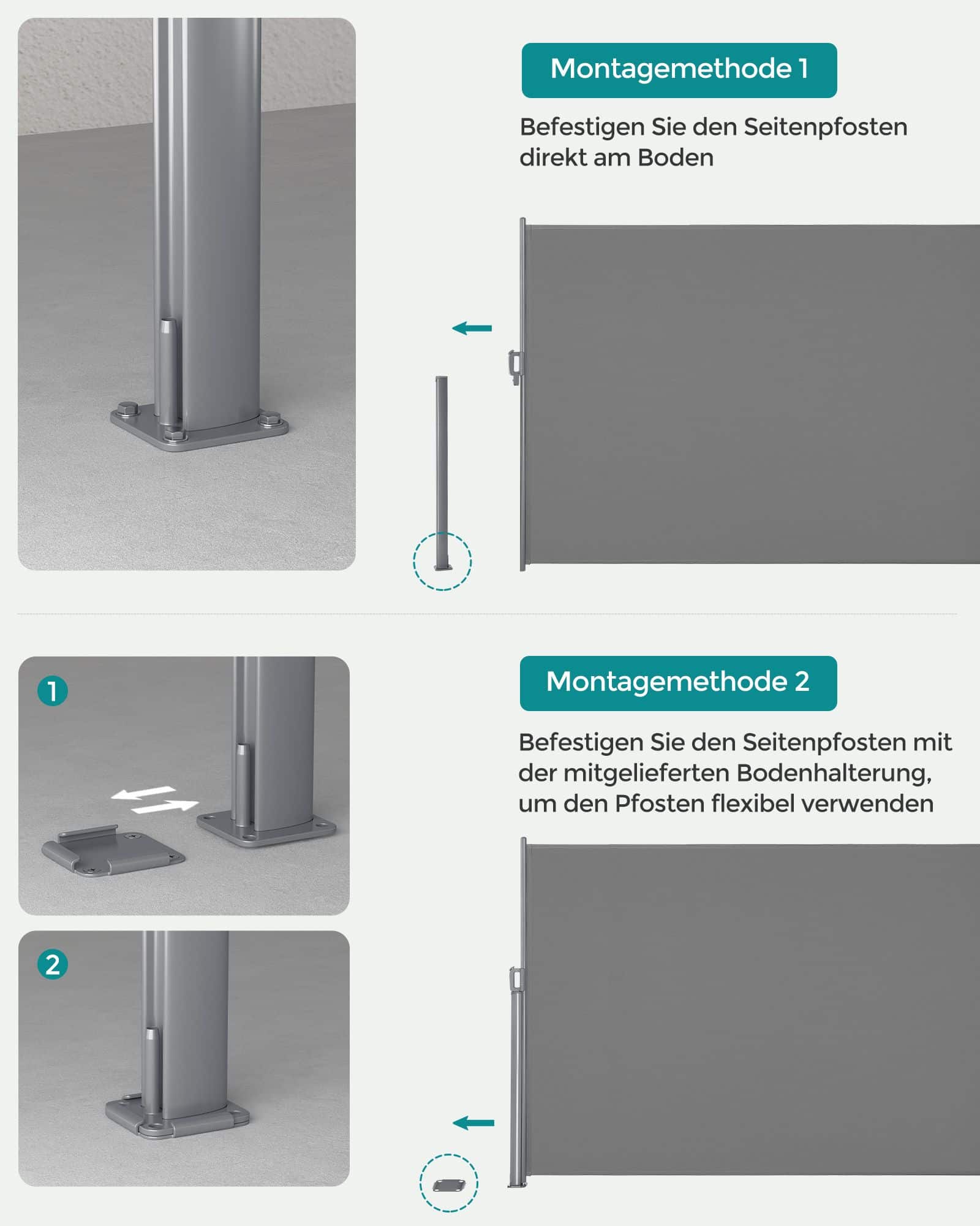 Seitenmarkise ausziehbar 180 x 400 cm für Balkon