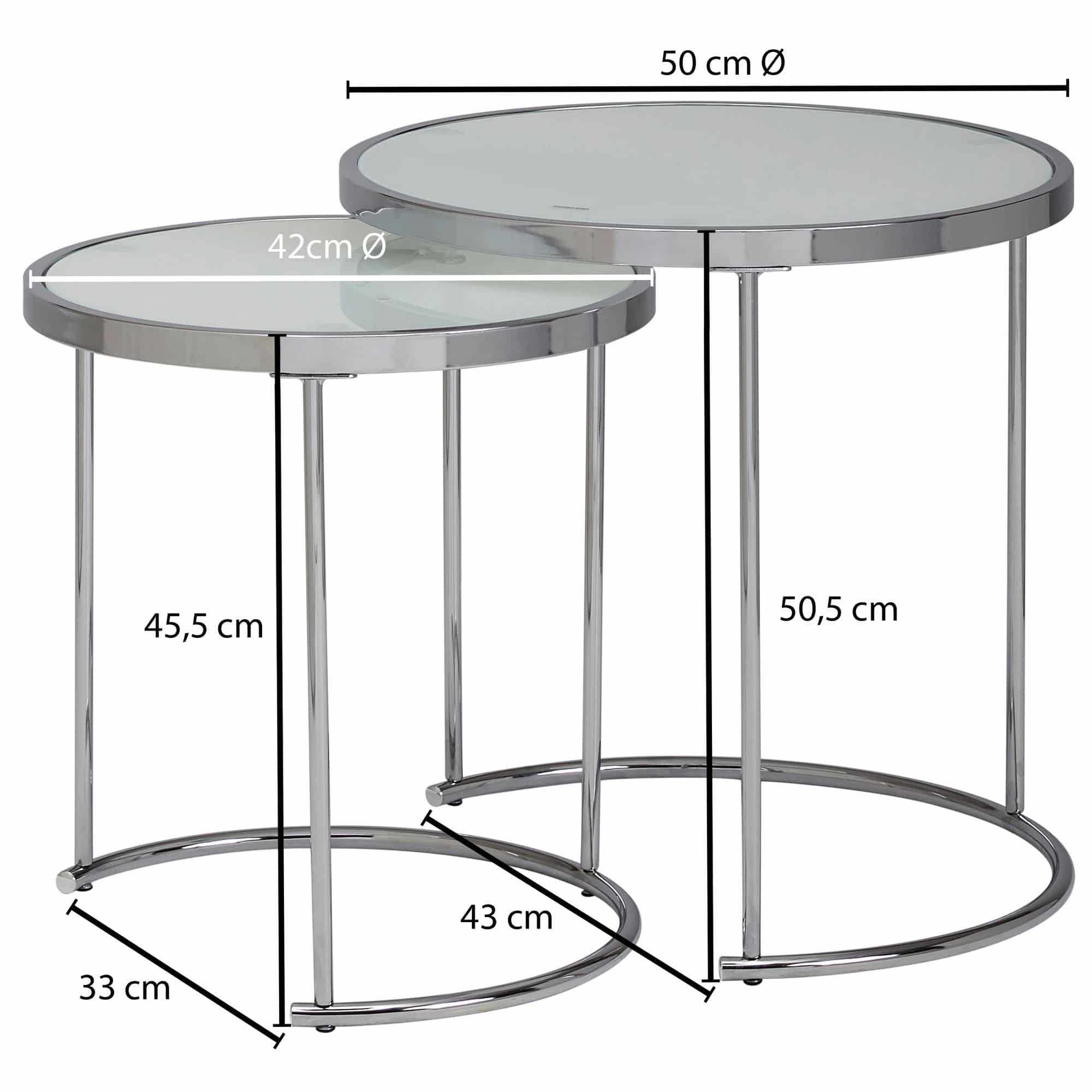 52205-Wohnling-Design-Beistelltisch-Rund-50-cm-2-teilig-Weiss-Silber-mit-Glasplatte-Wohnzimmertisch-2er-Set-Beistelltisch-Milchglas-Satztisch-WL5-986-WL5-986AbTxhC5oCKyRW Design Beistelltisch Rund Ø 50/42 cm - 2 teilig Weiß Silber mit Glasplatte