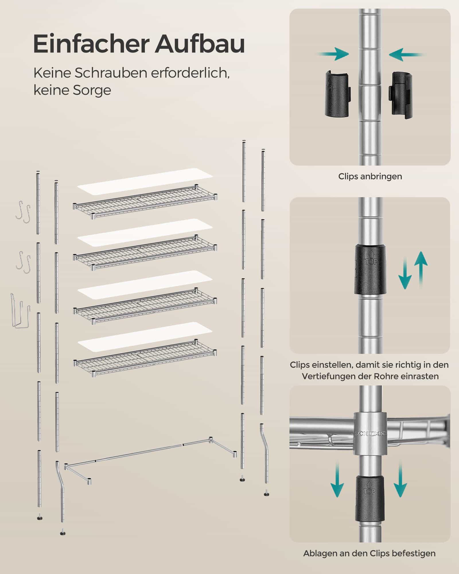 4-stöckiges Toilettenregal mit verstellbaren Ablagen taubengrau 4-stöckiges Toilettenregal mit verstellbaren Ablagen taubengrau