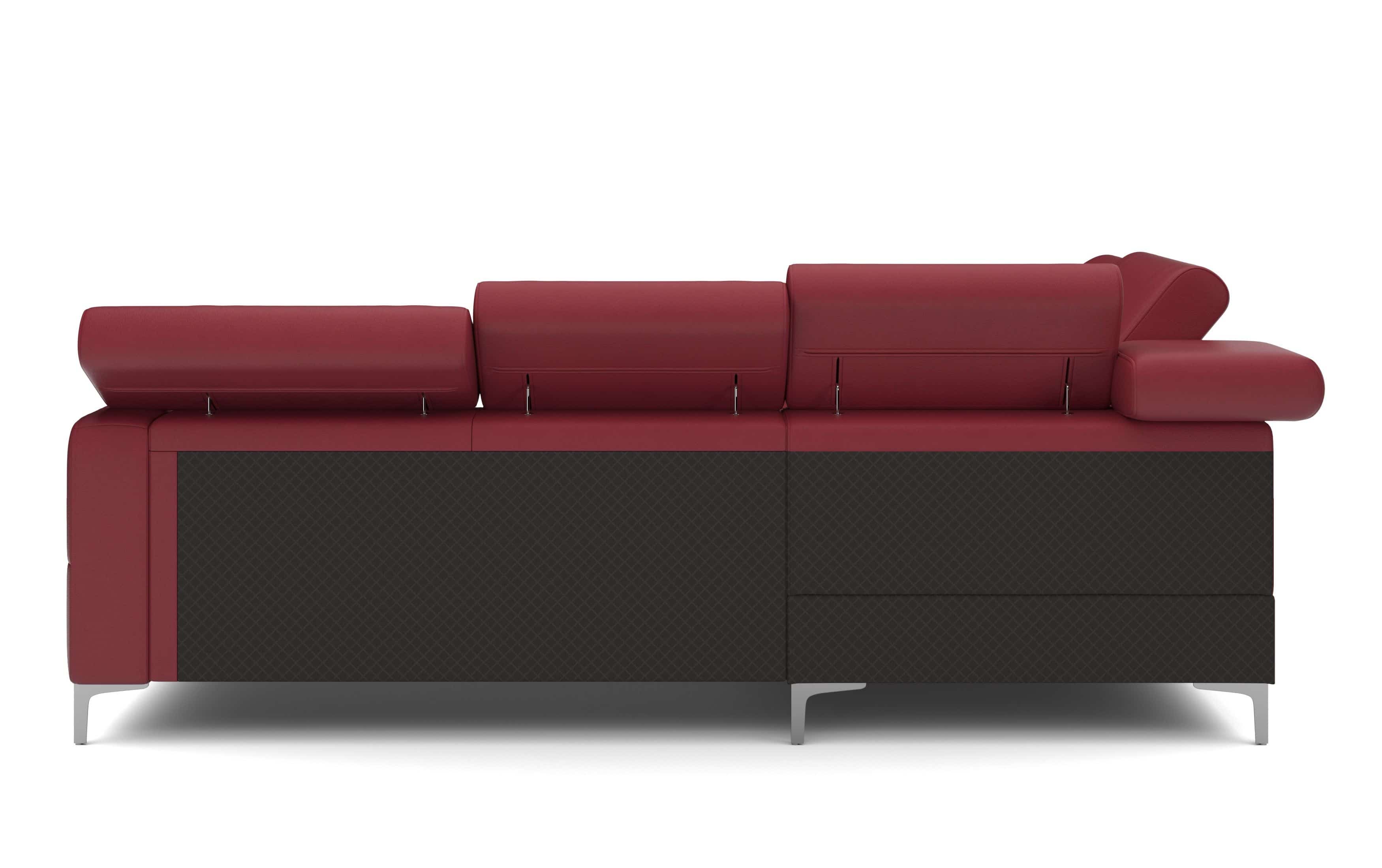 Echtleder Ecksofa Sammy mit Schlaffunktion & Bettkasten in rot - Cotta