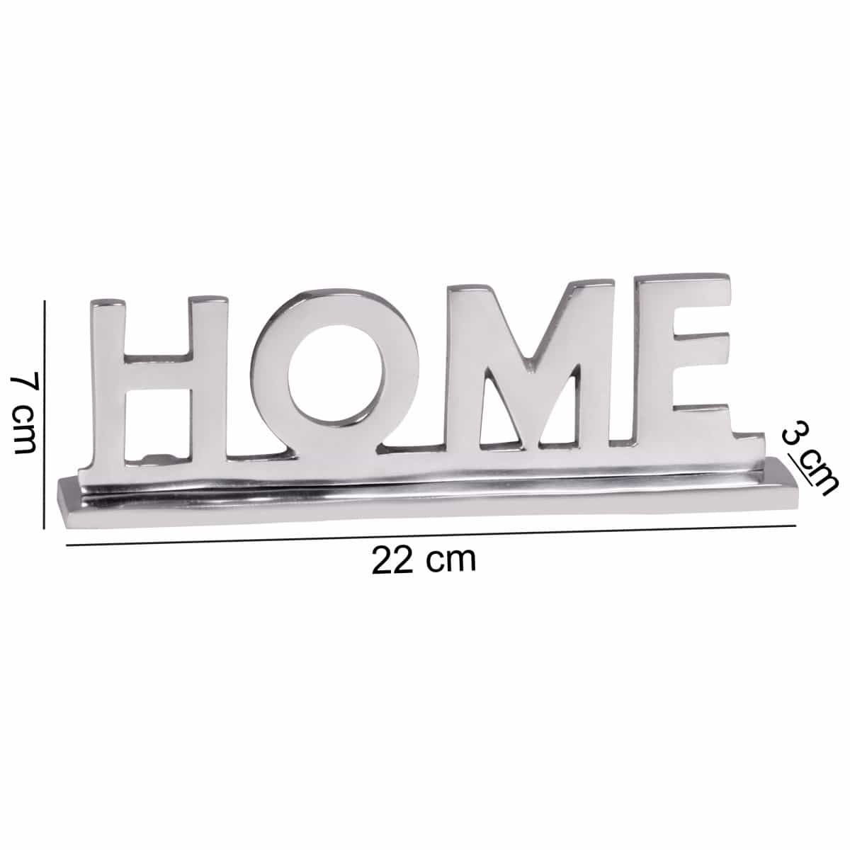 41681-WOHNLING-Deko-Skulptur-HOME-WL1-930-WL1-930_1 Home Deko Schriftzug Design Wohnzimmer Ess-Tisch- Dekoration Wohnung Alu Aluminium Wohndeko Silber 22 cm