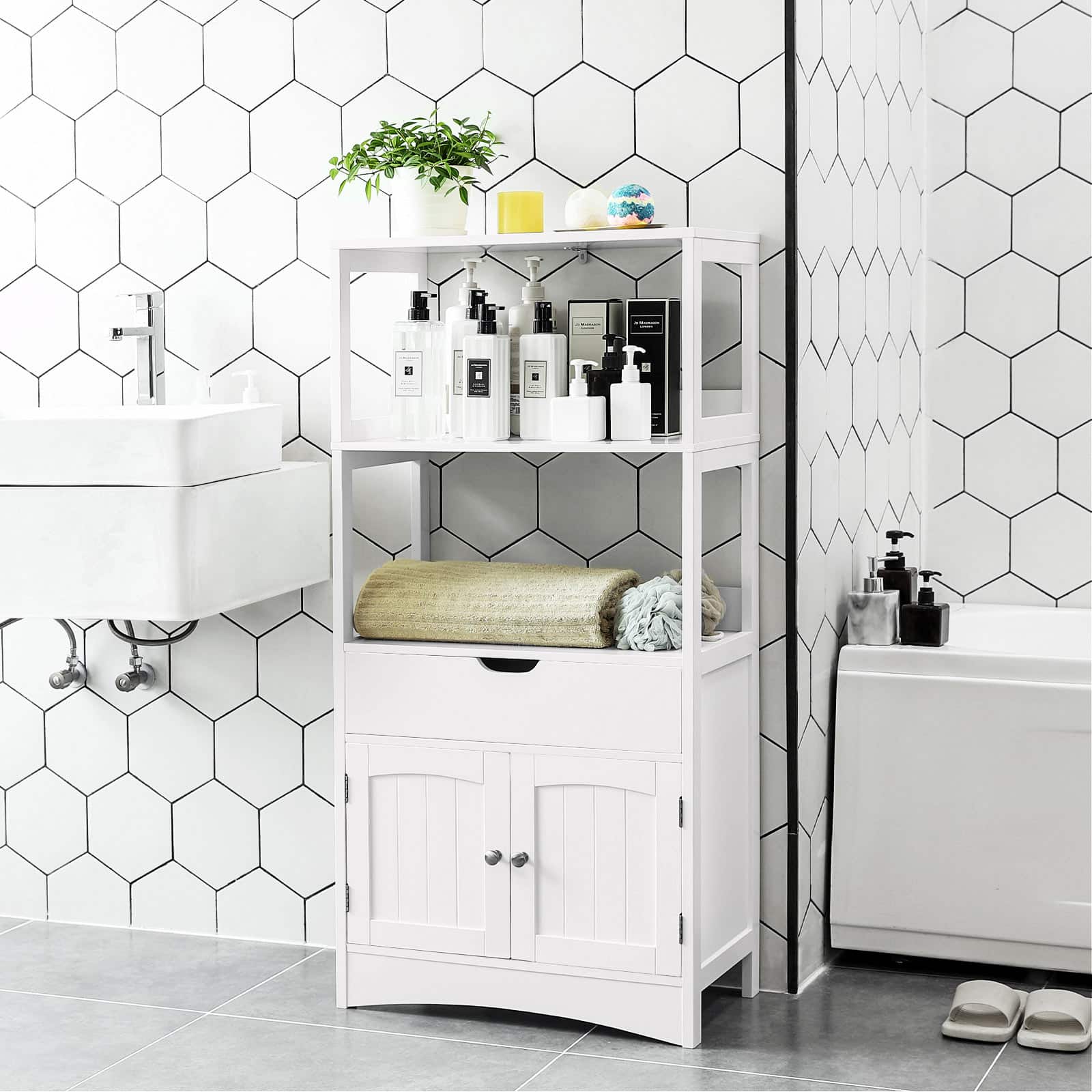 Grosser-Badschrank-Weiss-BBC64WT-4ilwLtqAIRdOQ2 Entspannungsoase schaffen: VASAGLE Badregal mit Ratenzahlung bei Myhomelando