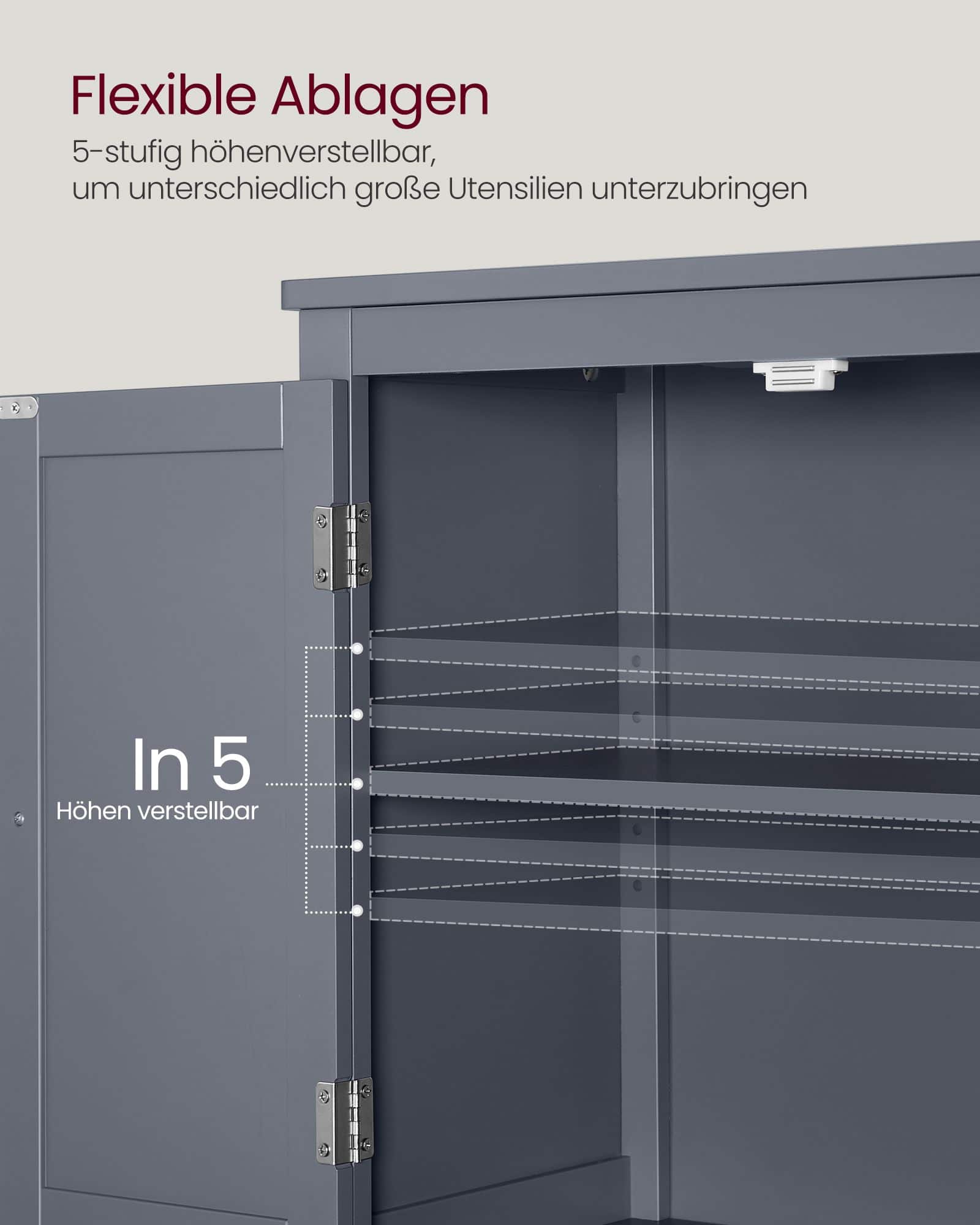 Badezimmerschrank mit 4 Türen und verstellbaren Ablagen Badezimmerschrank mit 4 Türen und verstellbaren Ablagen