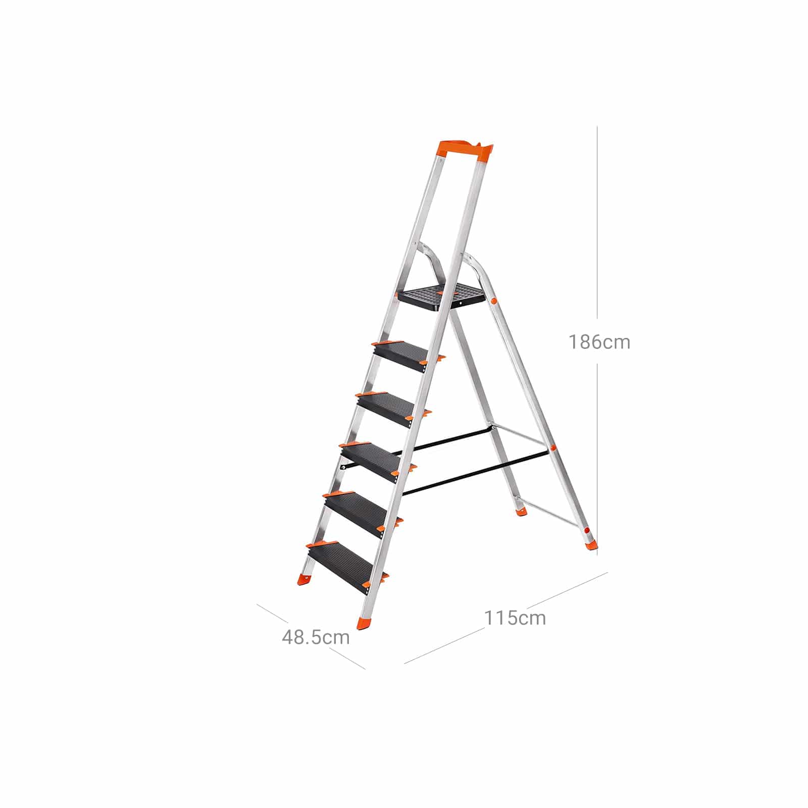 Stehleiter mit 6 Stufen-GLT06BK Stehleiter mit 6 Stufen-GLT06BK