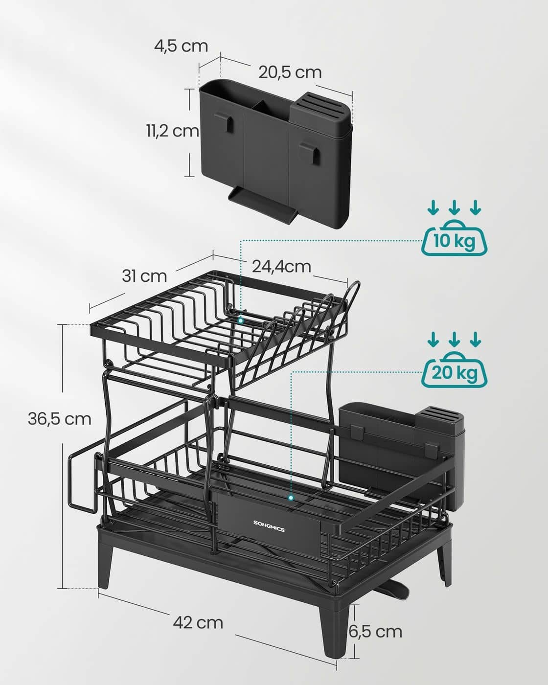Geschirrabtropfständer mit zwei Ebenen für