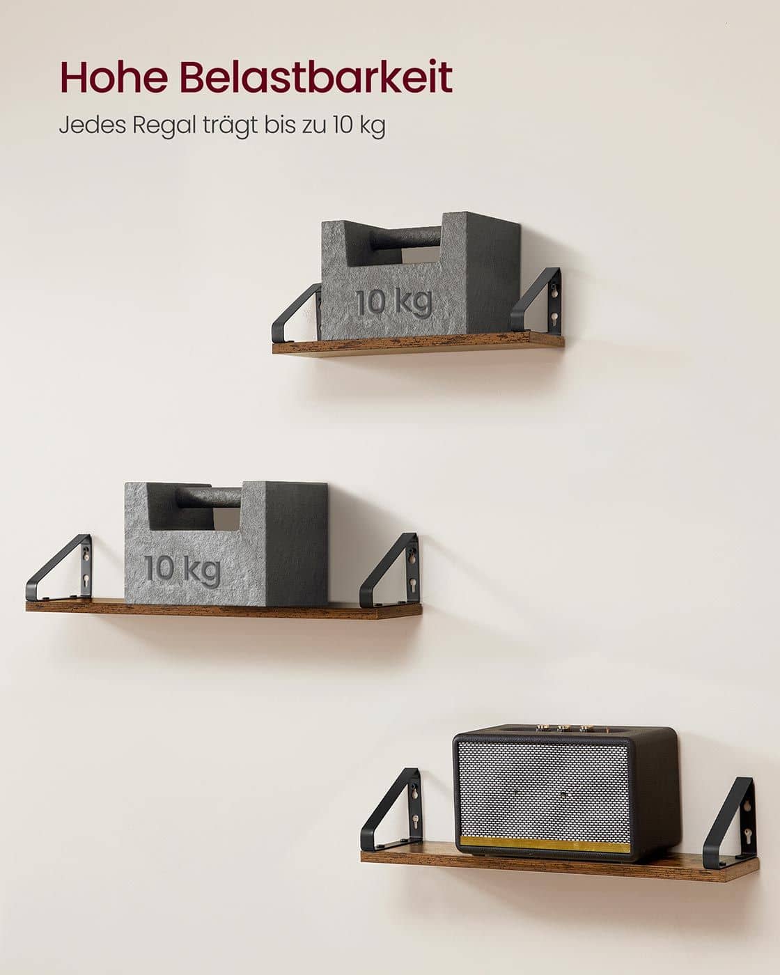 Industrie-Look Wandregale 3er Set