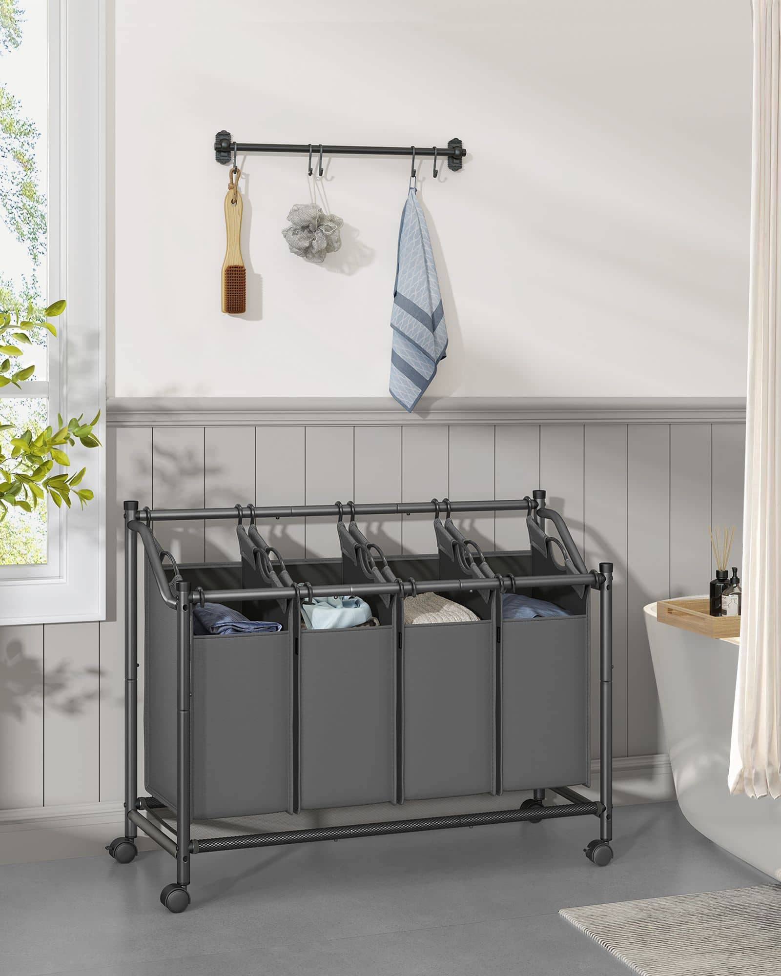 Wäschekorb mit Rollen 4 x 45 L schiefergrau Wäschekorb mit Rollen 4 x 45 L schiefergrau