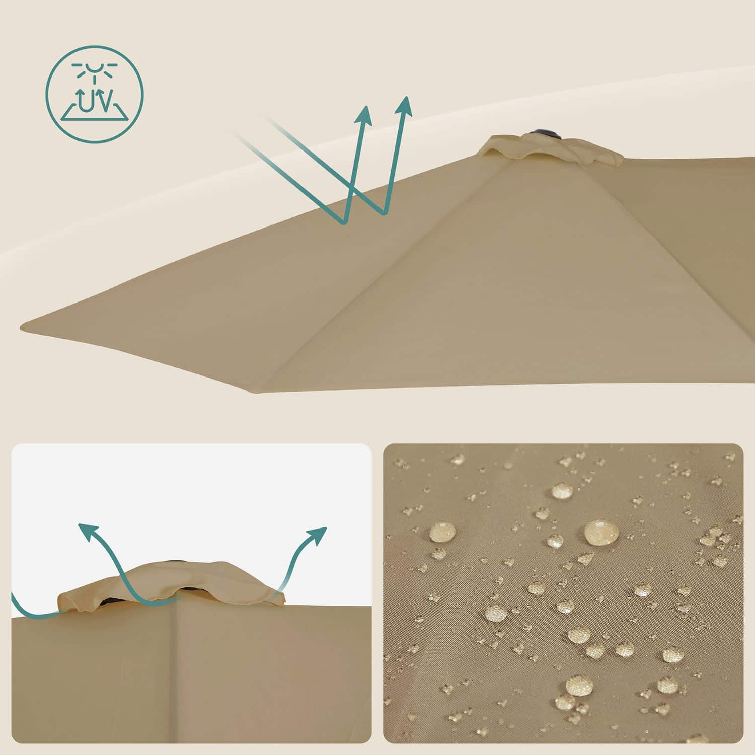 Sonnenschirm extra groß Taupe Sonnenschirm extra groß Taupe