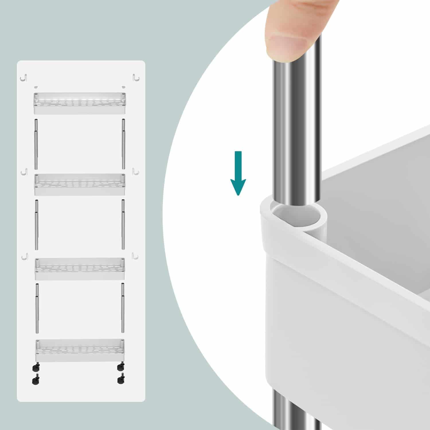 Rollwagen, Küchenwagen mit 4 Ebenen, Küchenregal Rollwagen, Küchenwagen mit 4 Ebenen, Küchenregal