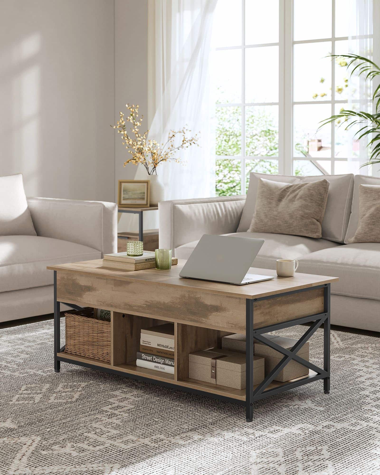 Couchtisch mit offenem und verstecktem Stauraum