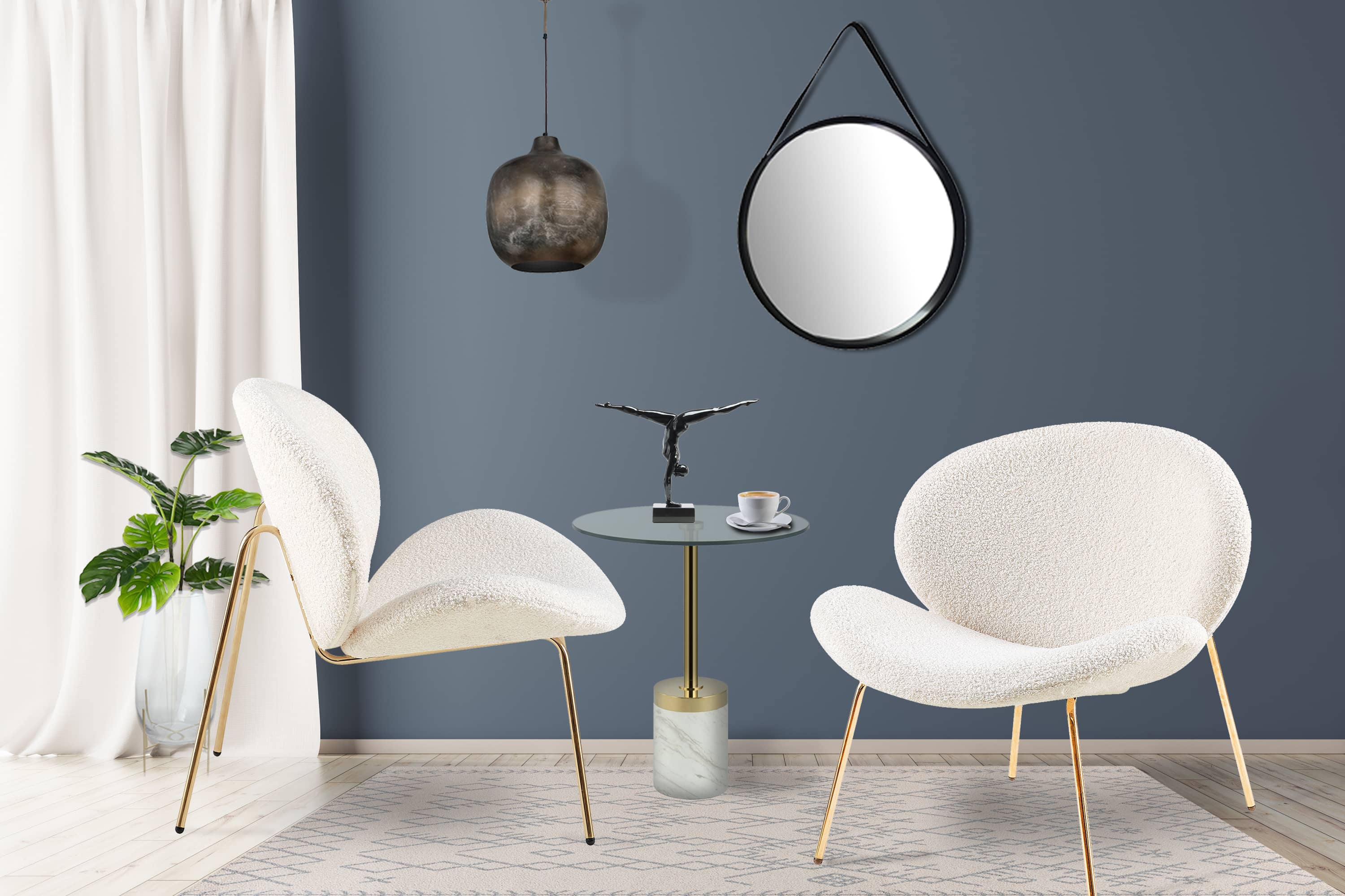 Stuhl Jaden 125 2er-Set Weiß / Gold Stuhl Jaden 125 2er-Set Weiß / Gold