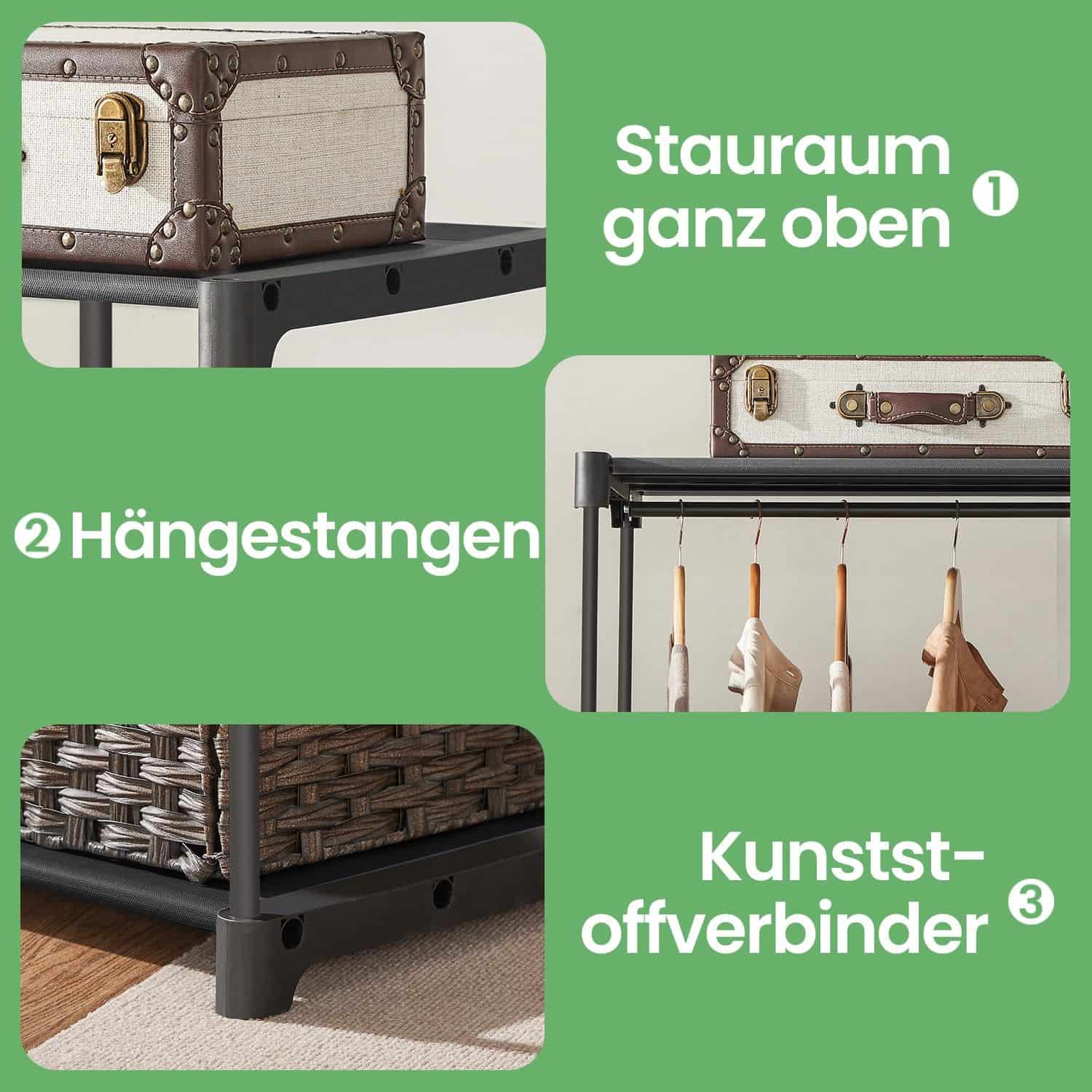 Kleiderschrank offen, Kleiderständer, Kleiderstange