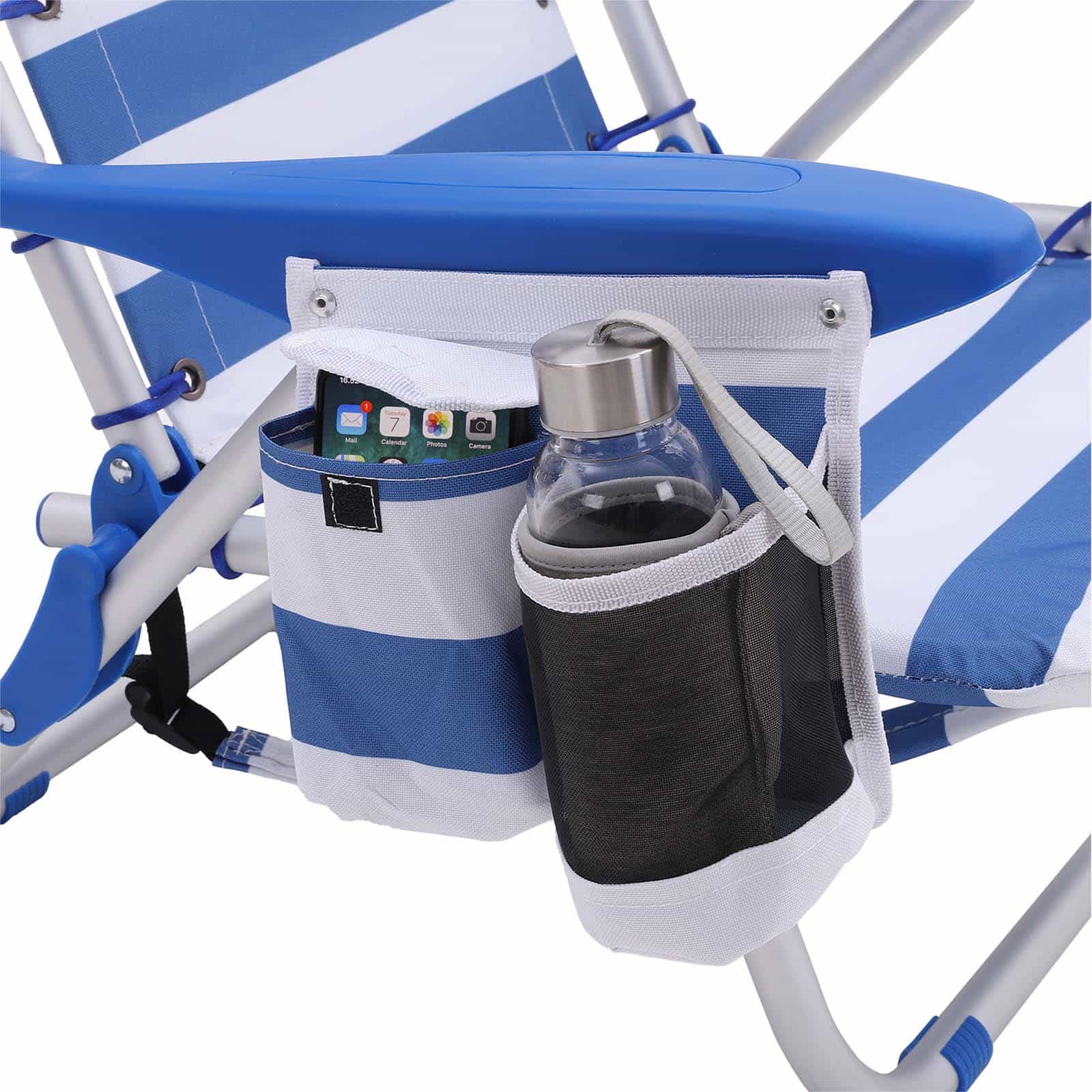 Strandstuhl mit Kissen Blau-Weiß-B34GCB62BU