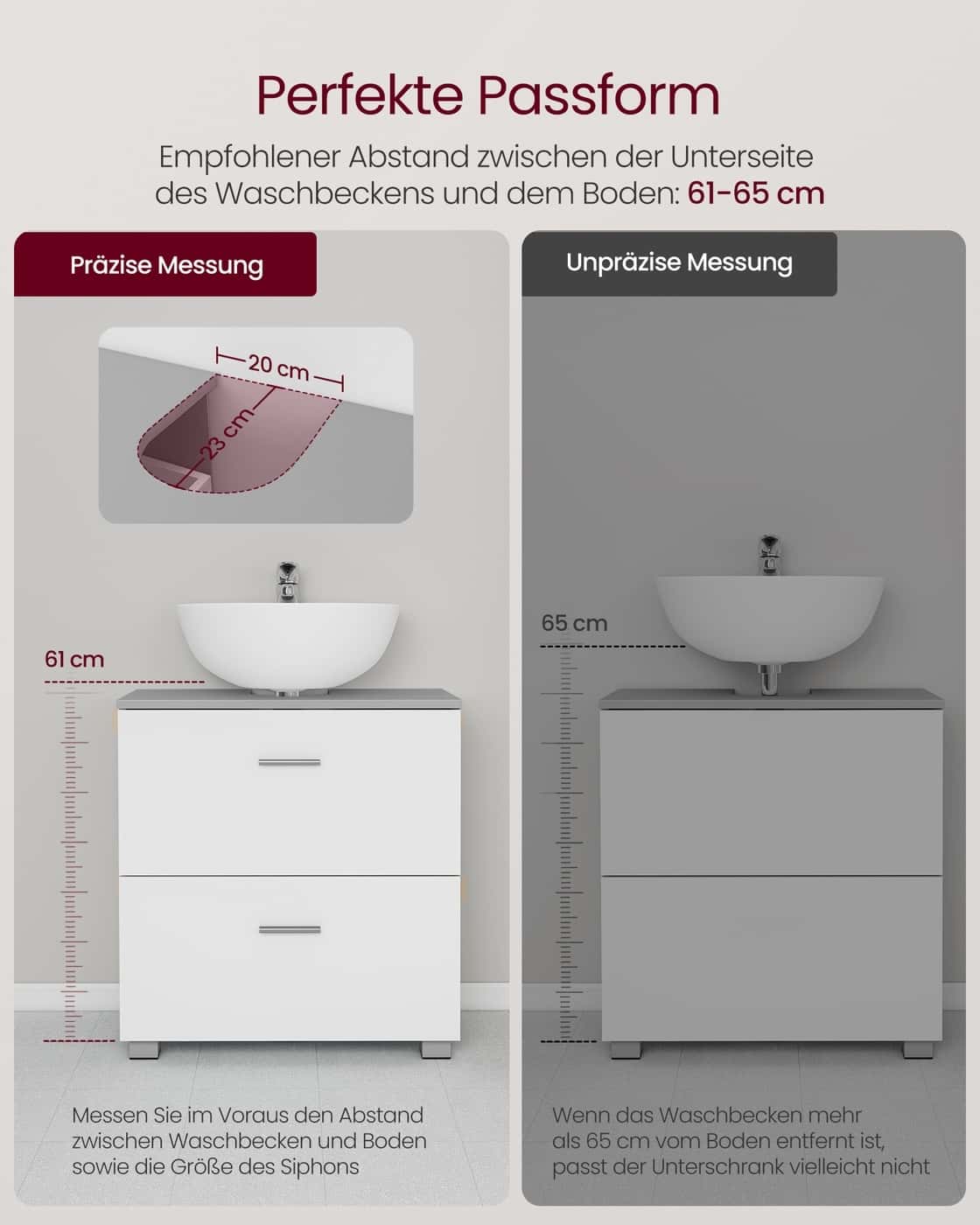 Kollektion - Waschbeckenunterschrank 30 x 60 x 63,8 cm mit 2 großen Schubladen Taubengrau-wolkenweiß Kollektion - Waschbeckenunterschrank 30 x 60 x 63,8 cm mit 2 großen Schubladen Taubengrau-wolkenweiß