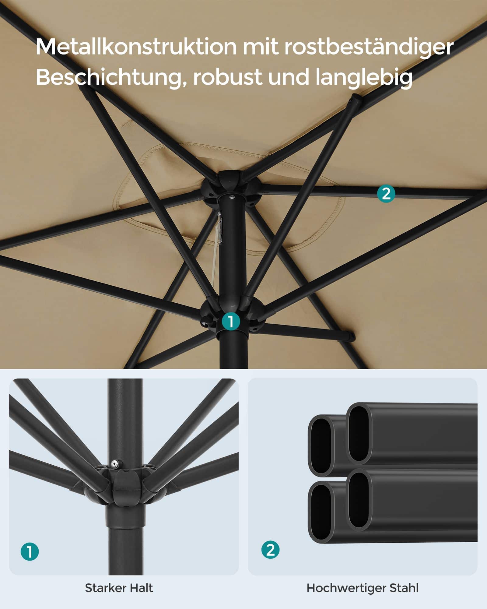 Balkonschirm rechteckig ohne Ständer taupe