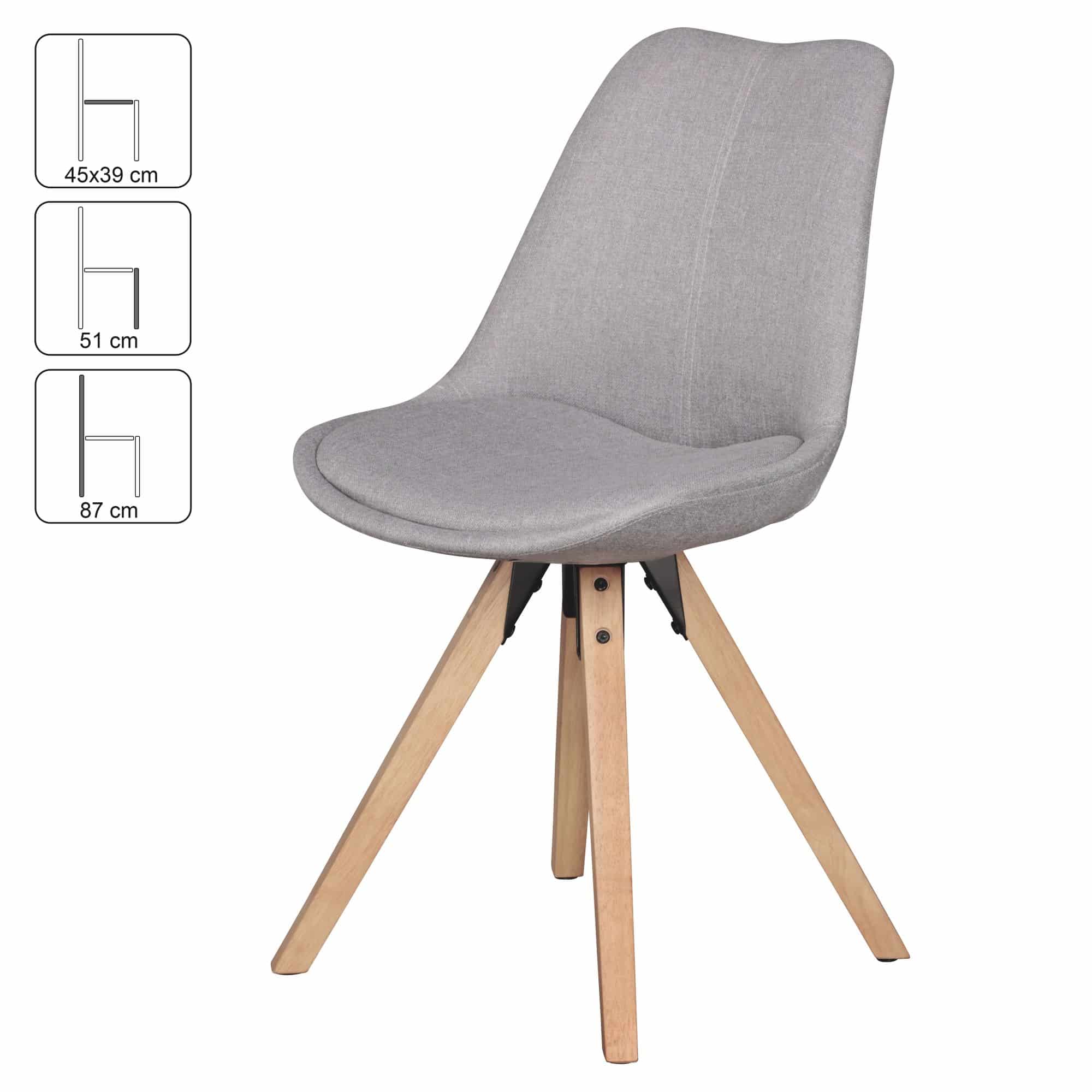 42059-WOHNLING-2er-Set-Retro-Esszimmerstuhl-LIMA-Hellgrau-Polsterstuhl-Stoff-Bezug-Rueckenlehne-Design-Kuechen-Stuhl-gepolstert-Stuhlgruppe-Schalensitz-Stuhl-Esszimmer-Sitzmoebel-c 2er Set Retro Esszimmerstuhl LIMA Hellgrau Polsterstuhl Stoff-Bezug Rückenlehne Design Küchen-Stuhl gepolstert