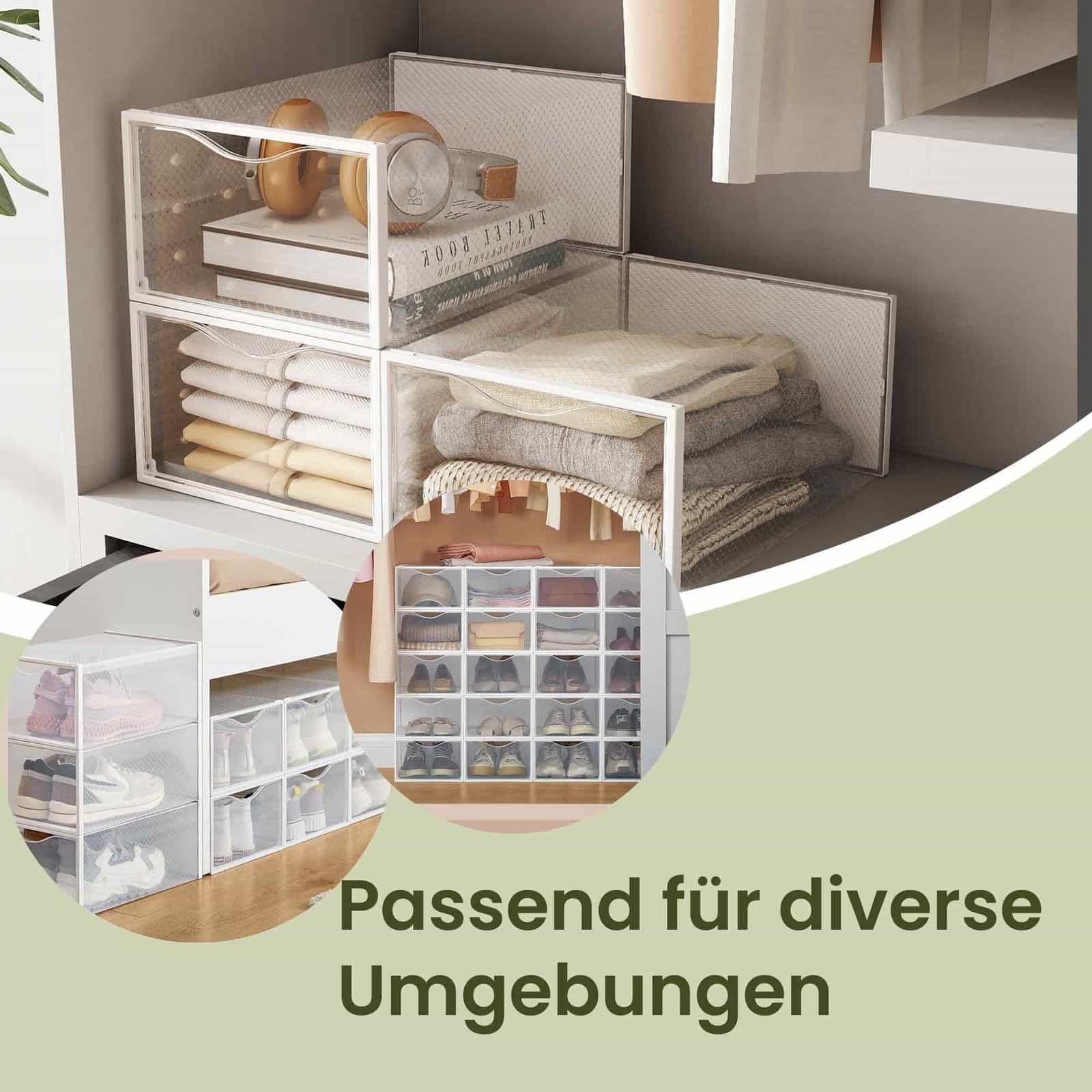 Schuhboxen, aus Kunststoff, mit Tür