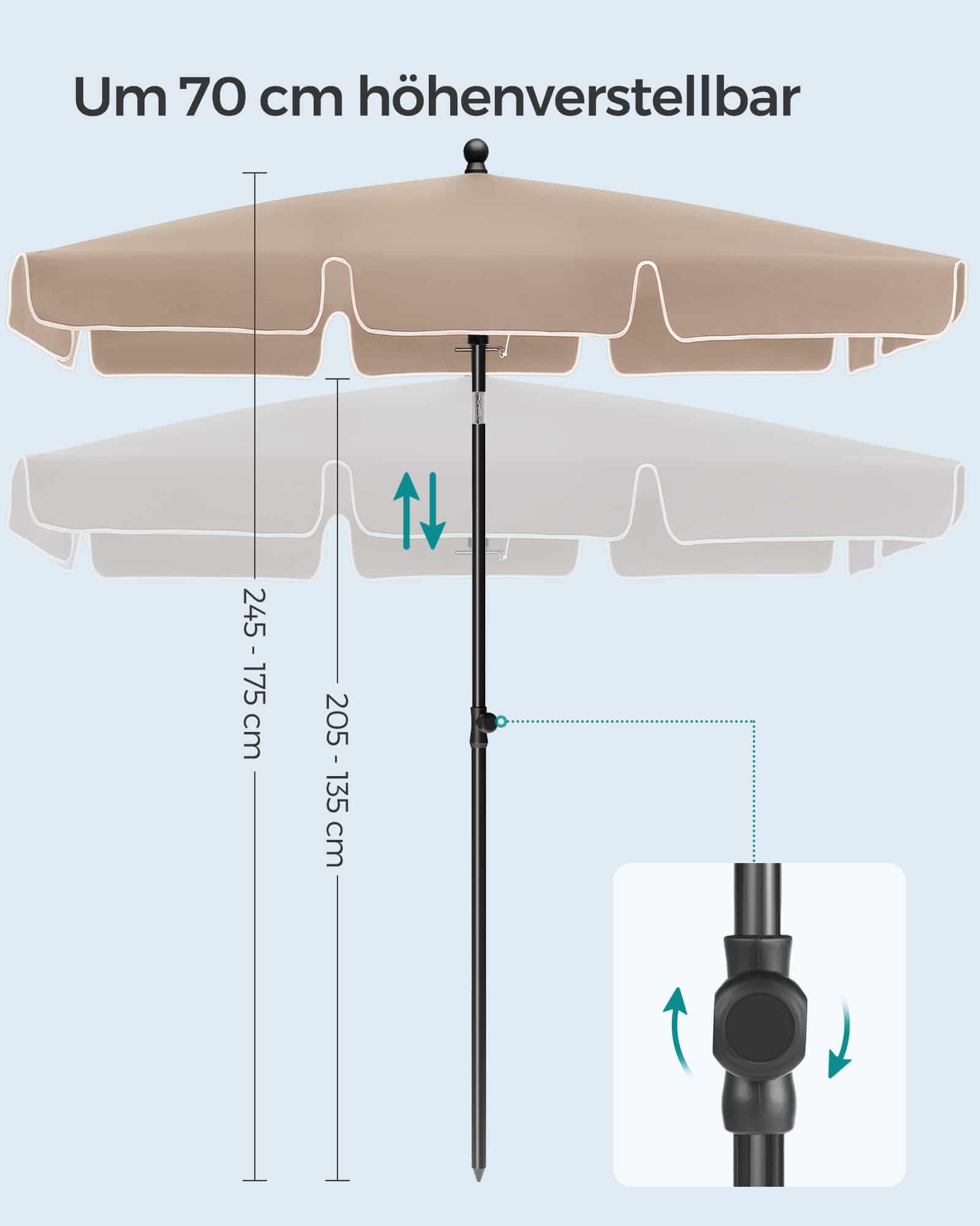 Sonnenschirm 230 x 150 cm Balkonschirm UPF 50+