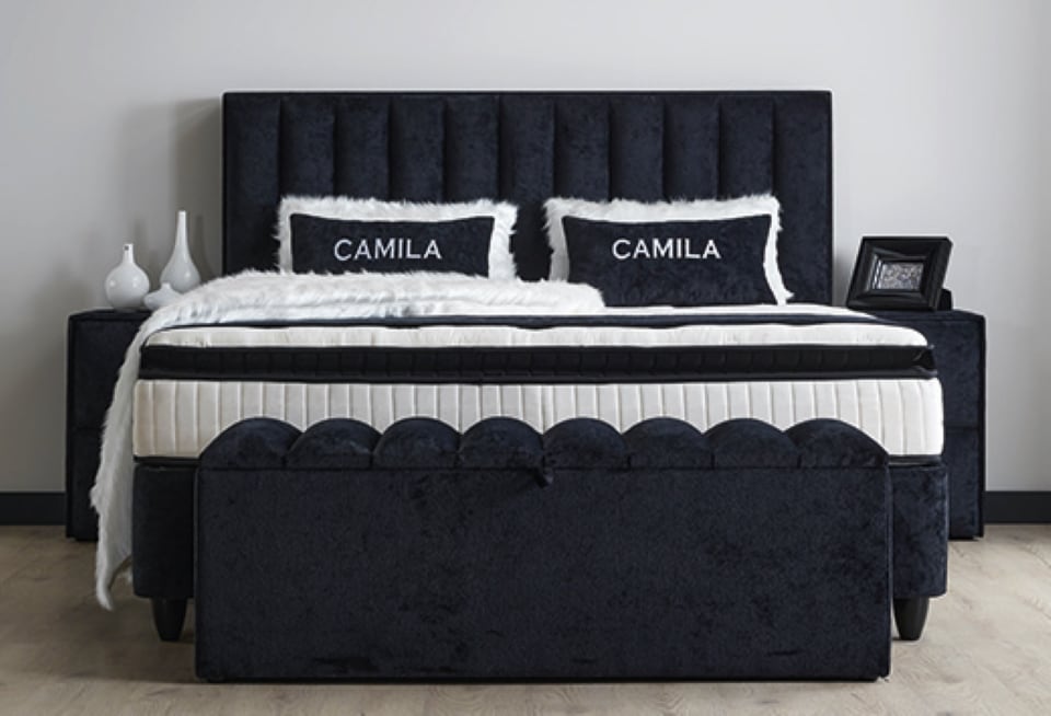 2vwT3Q2YpktOE5 ABC Bedding: Boxspringbett Camila – Schwarz und stilvoll