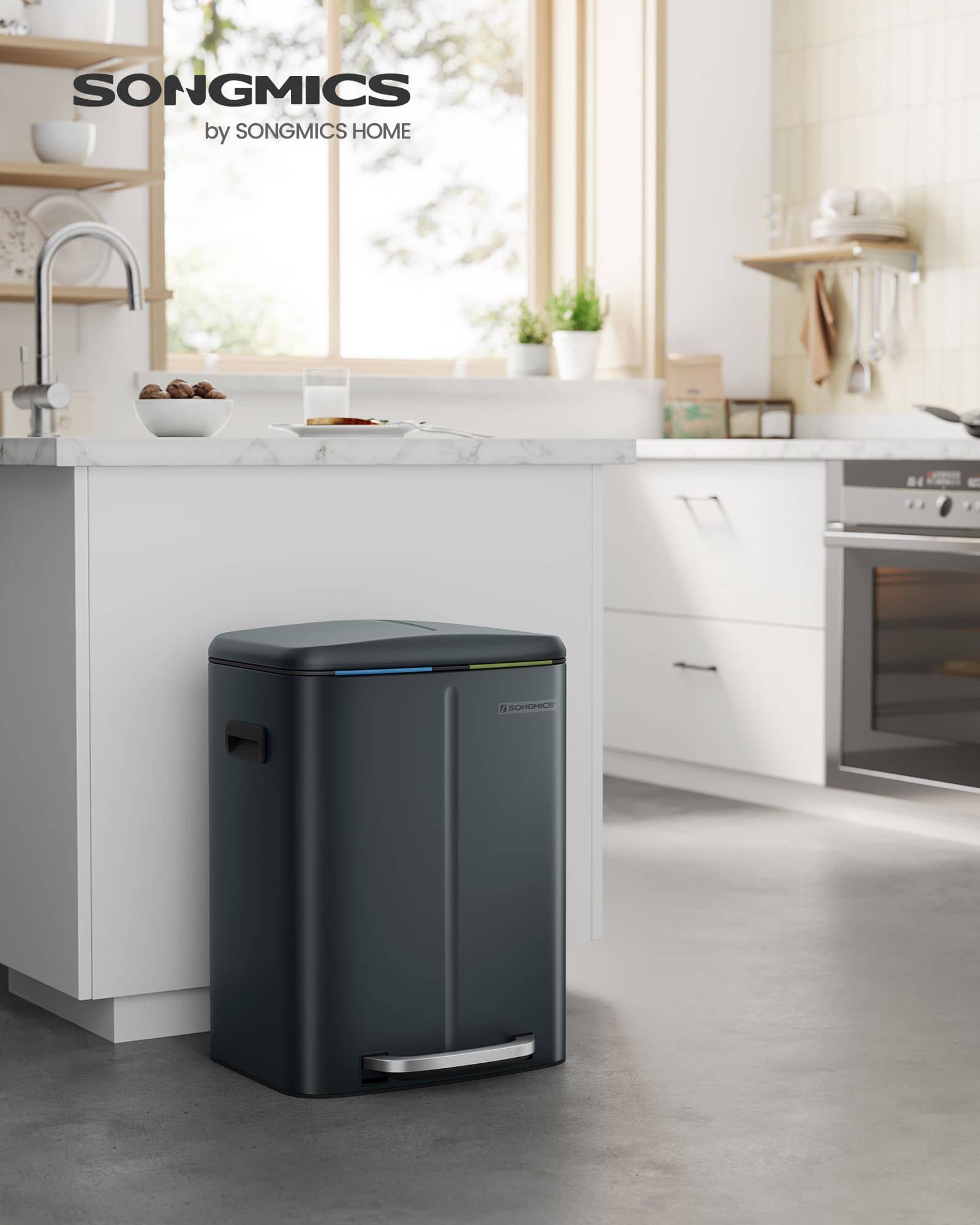 Mülleimer Küche 2 x 20 L mit Softclose-Deckel grüngrau-LTB40G02 Mülleimer Küche 2 x 20 L mit Softclose-Deckel grüngrau-LTB40G02