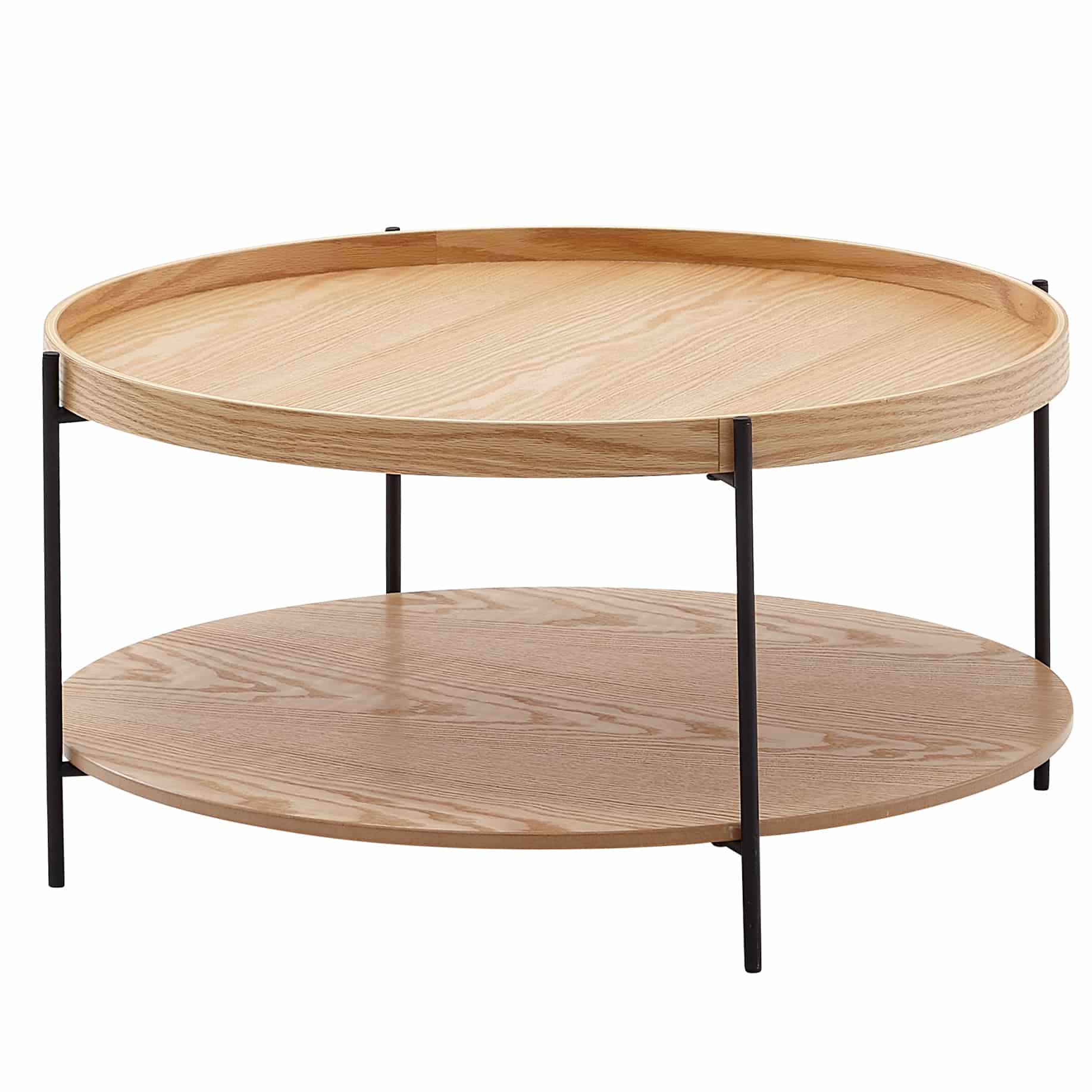 64438-Wohnling-Couchtisch-rund-81x40-cm-WL6-491-WL6-491_2 Couchtisch 78x78x40 cm Sofatisch Holz / Metall Wohnzimmertisch Eiche