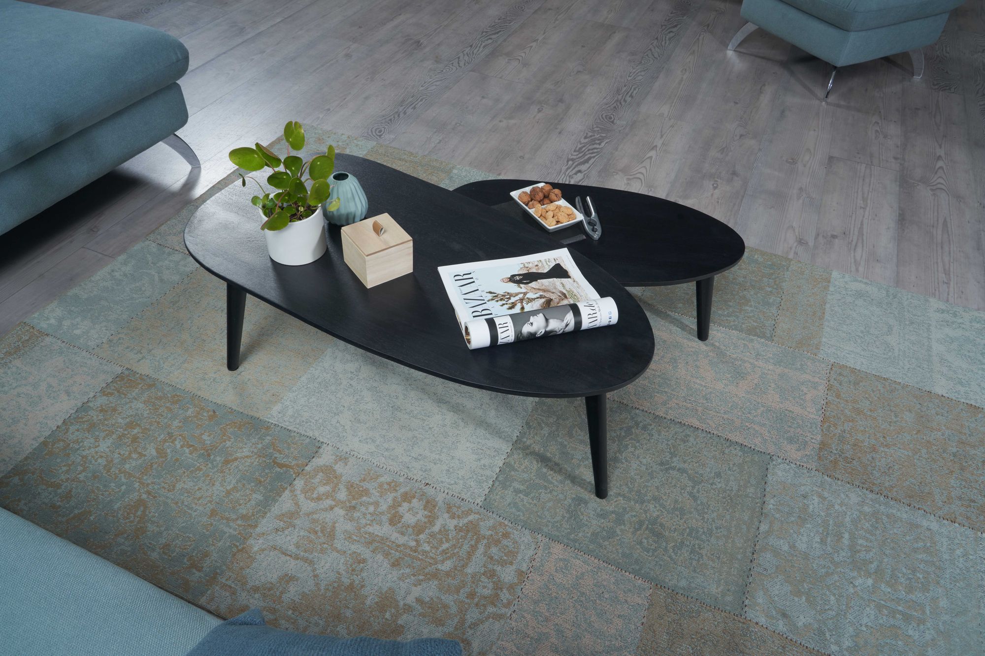 Design Couchtisch 2er Set Mango Massivholz Wohnzimmertisch Schwarz Design Couchtisch 2er Set Mango Massivholz Wohnzimmertisch Schwarz