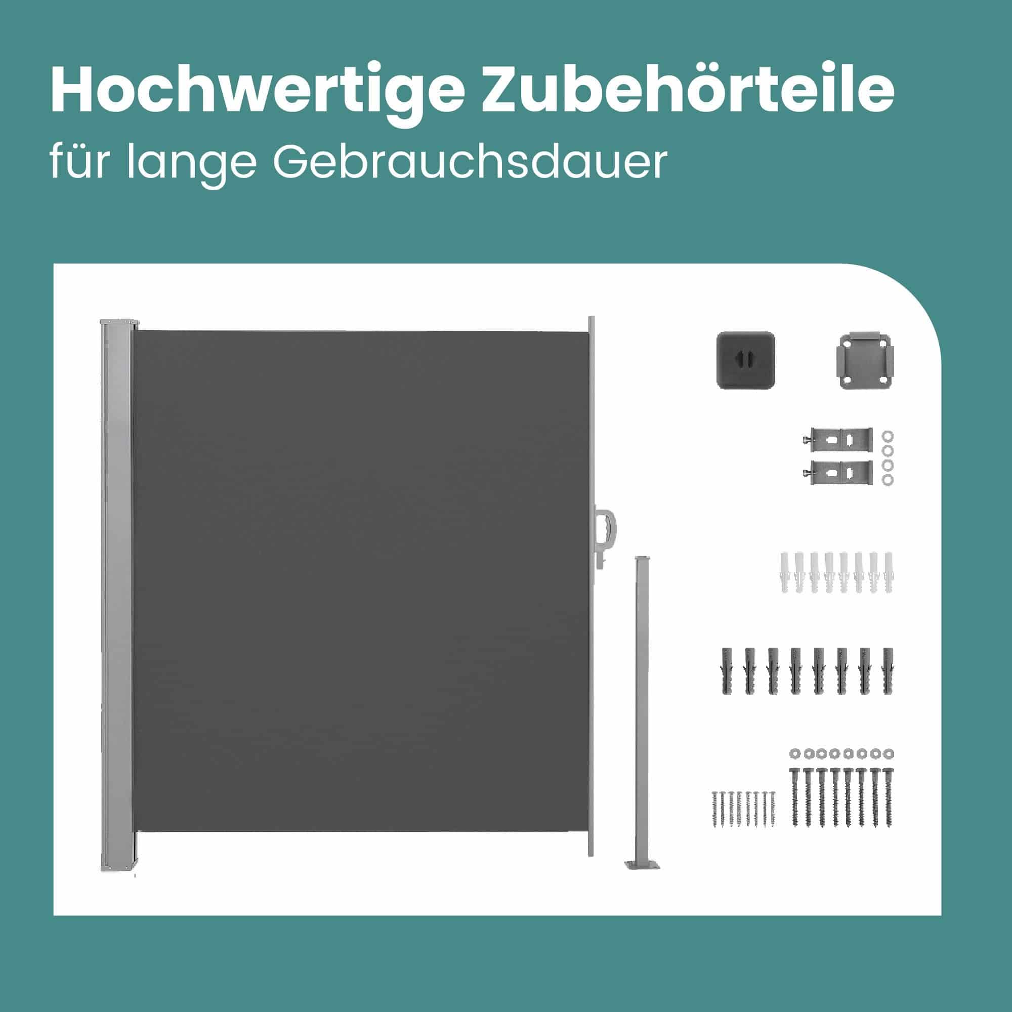 Seitenmarkise mit Stahl-Kasten, rostbeständig, ausziehbar Seitenmarkise mit Stahl-Kasten, rostbeständig, ausziehbar