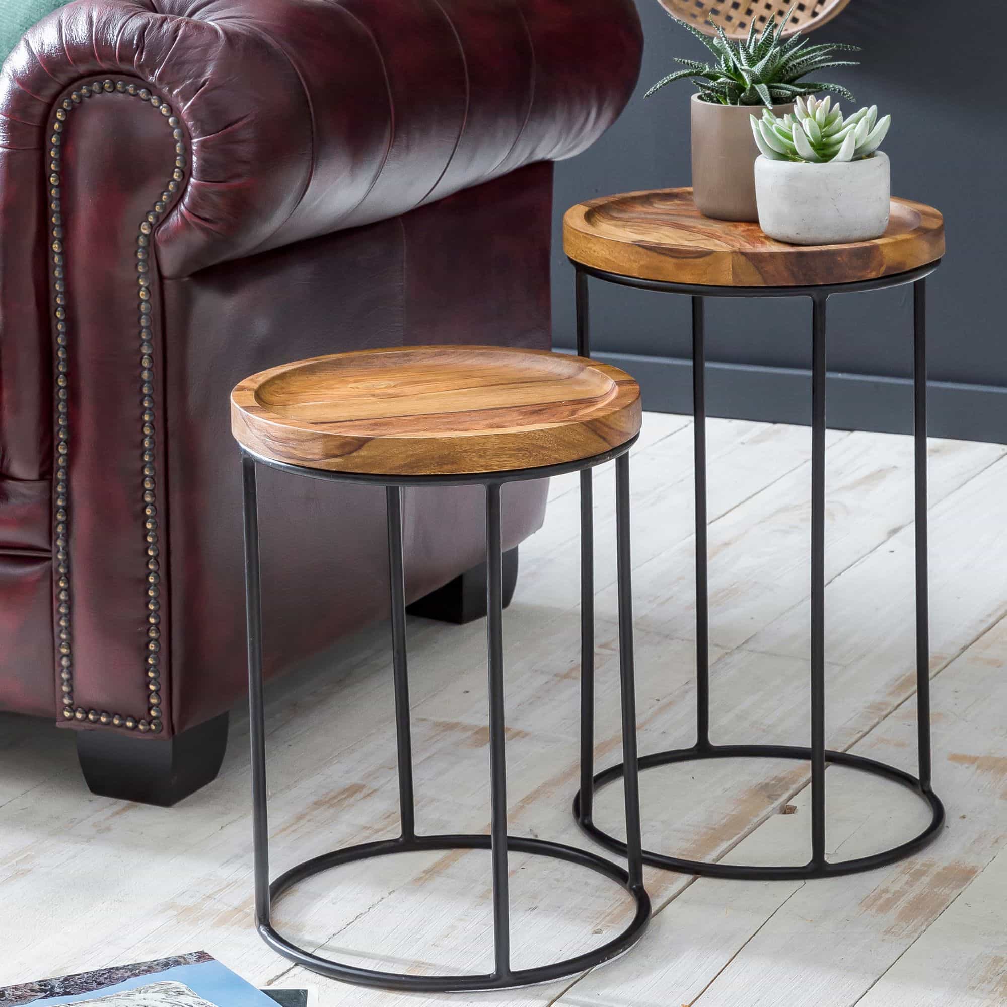 47399-WOHNLING-2er-Set-Beistelltisch-rund-30x30x5_1X1VTs7aPviIaF Design Satztisch WL5.661 Sheesham Metall Beistelltisch 2er Set Klein