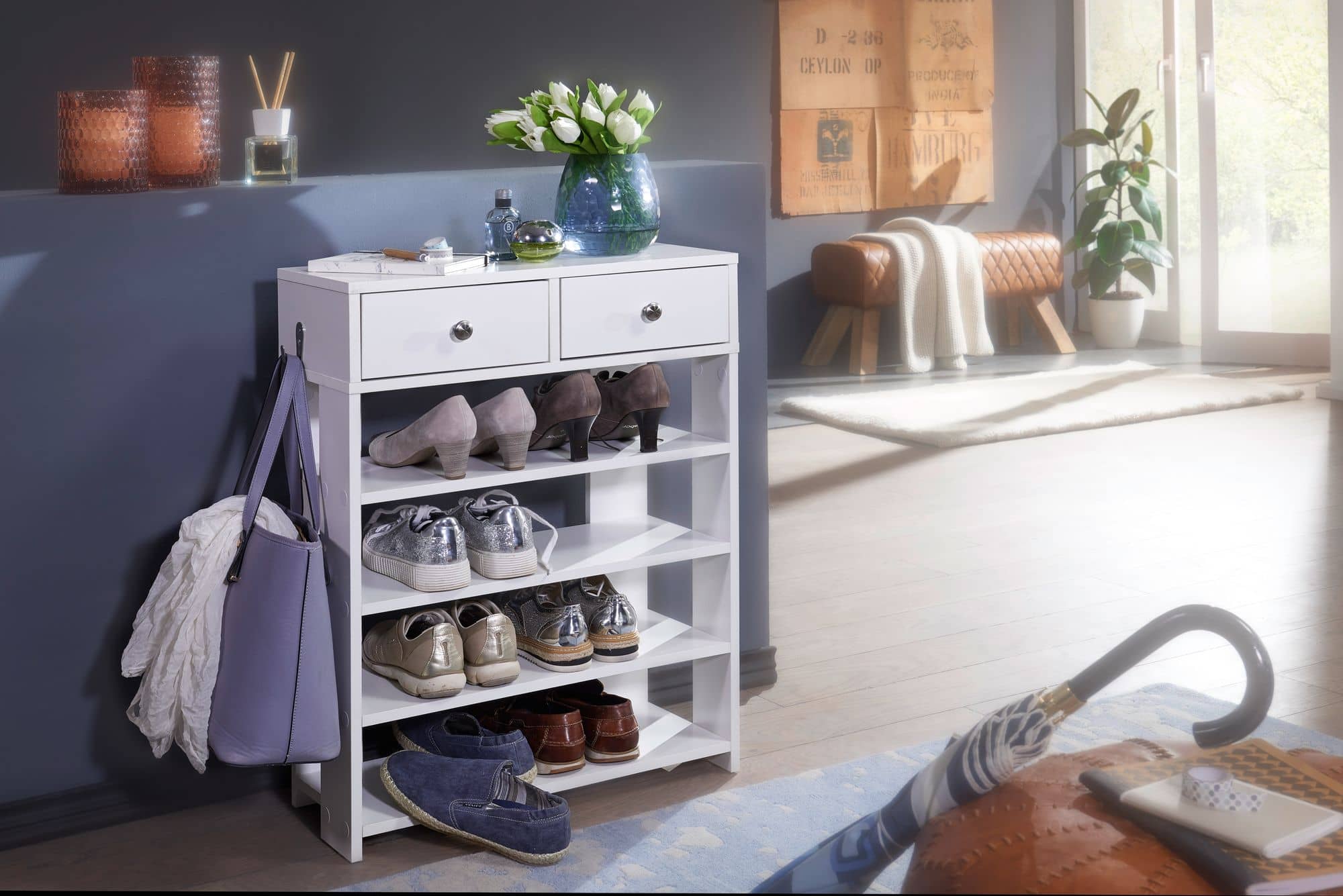 52564-WOHNLING-Schuhregal-60x24x78-5-cm-Weiss-WL6-069-WL6-069_2 Design Schuhregal 60 x 79 x 24 cm Flurregal Weiß