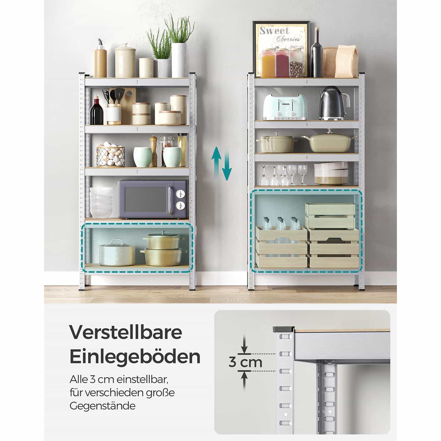 Regal mit Stahlgestell silbern-B34GLR030E01